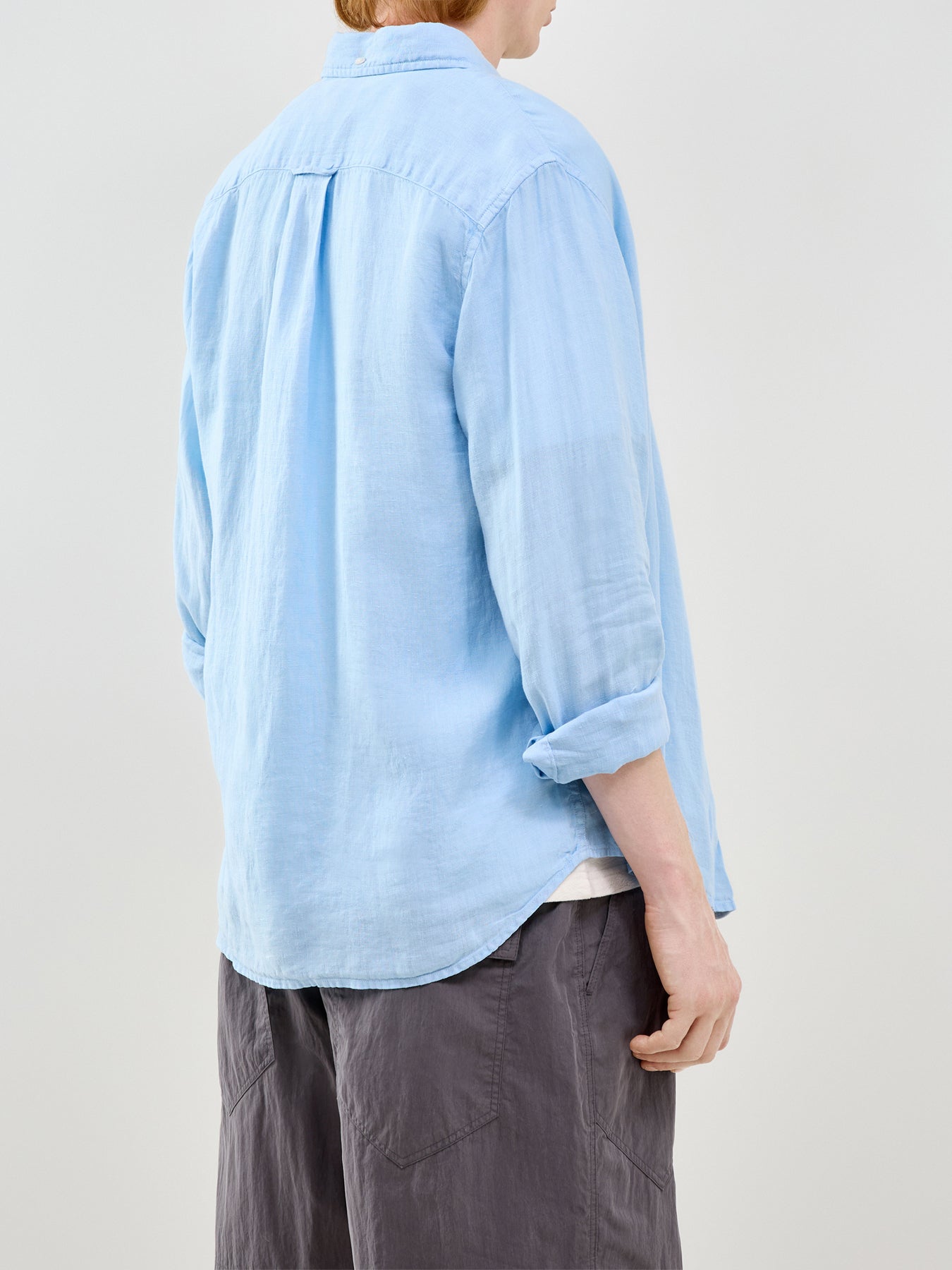 Garment Dyed Linen Shirt Blue