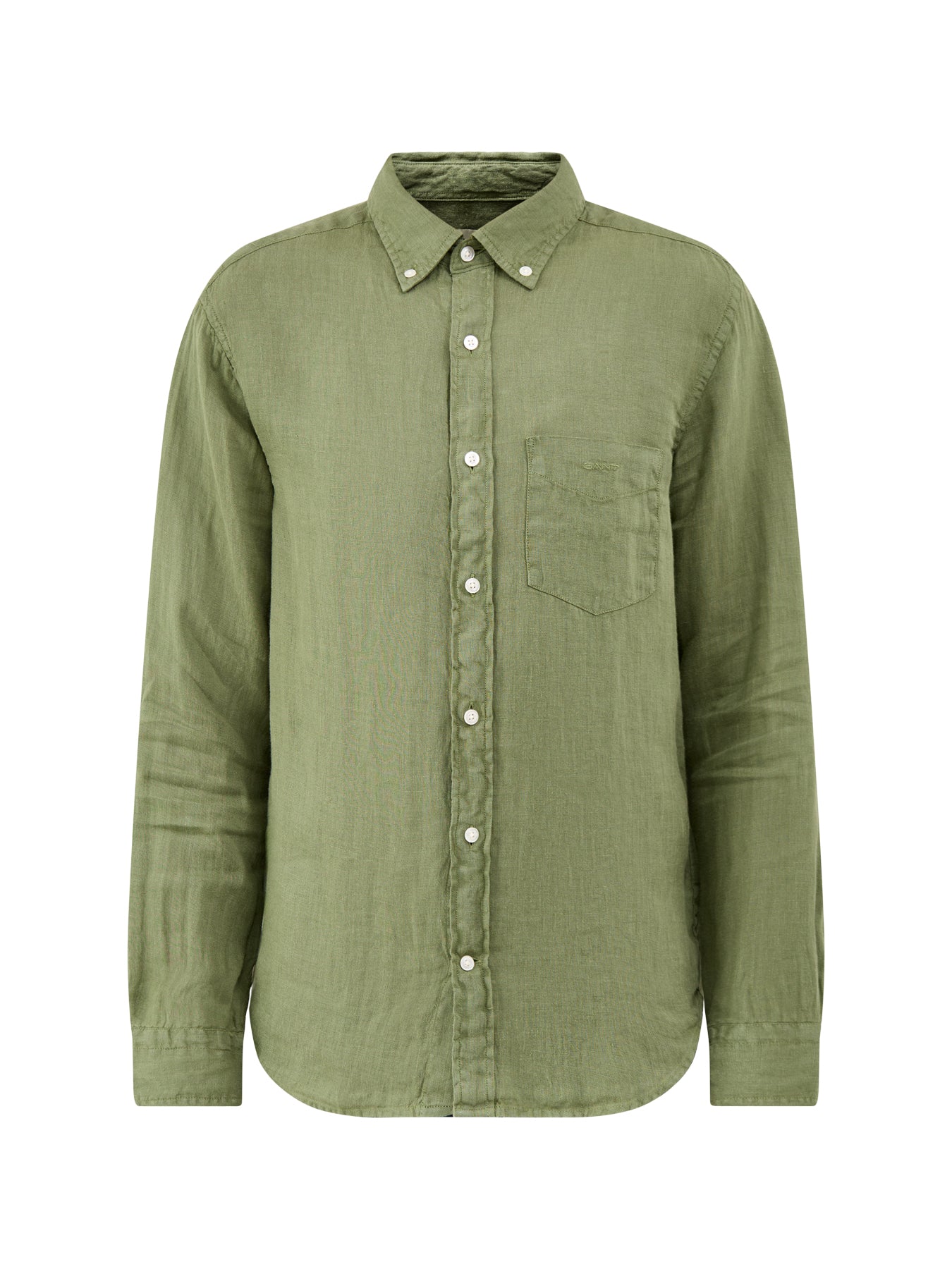Garment Dyed Linen Shirt Green