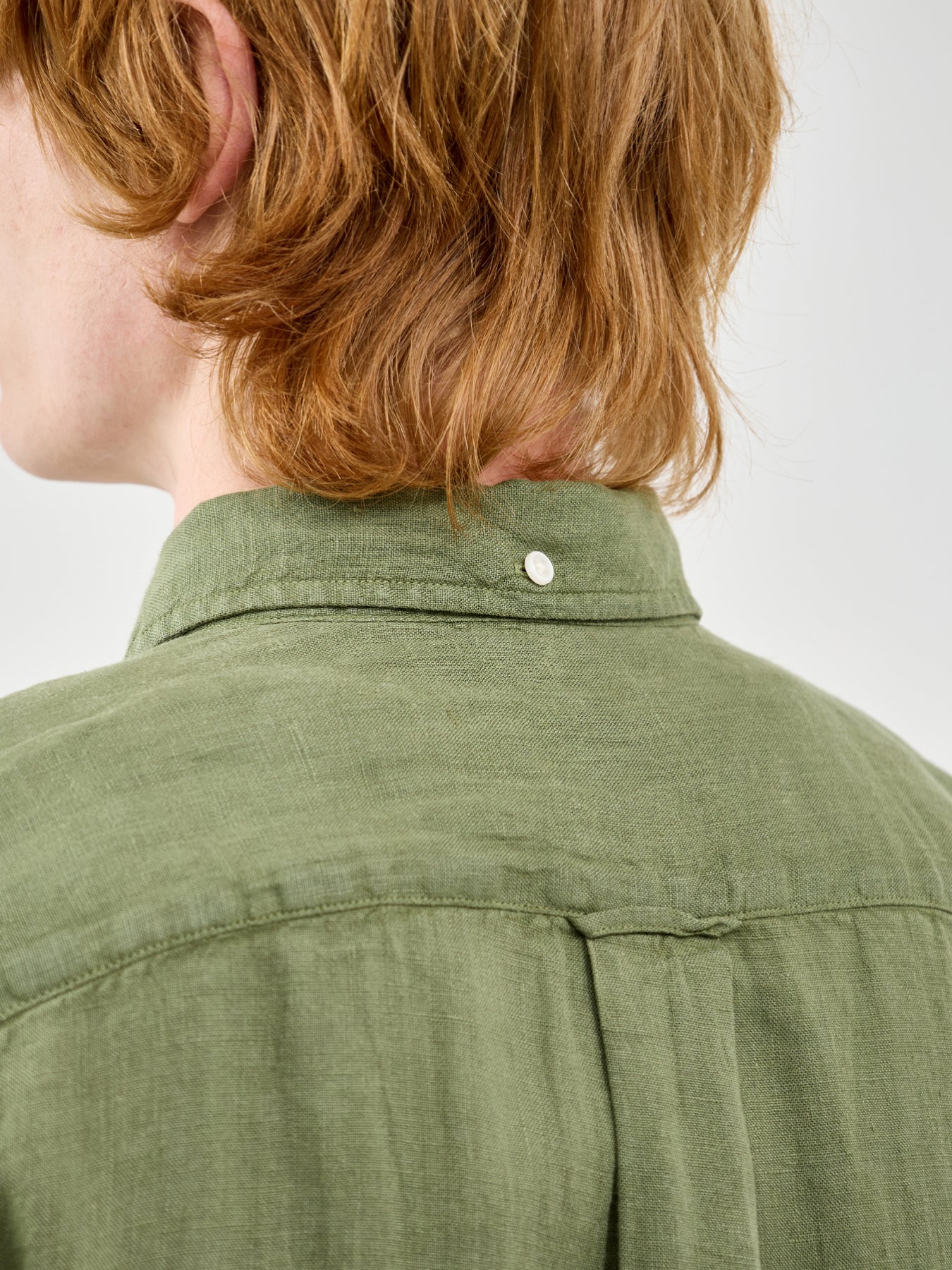 Garment Dyed Linen Shirt Green