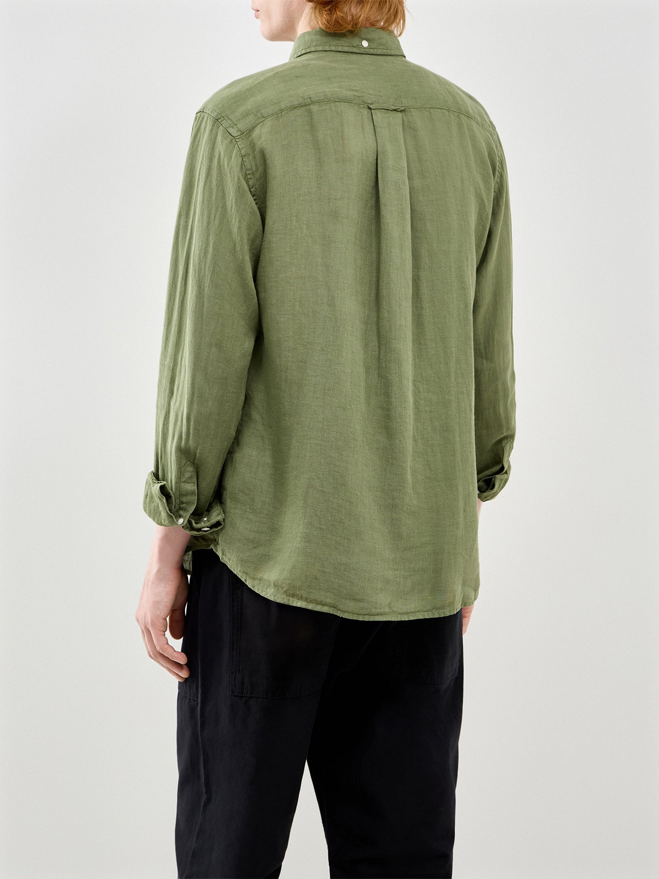 Garment Dyed Linen Shirt Green