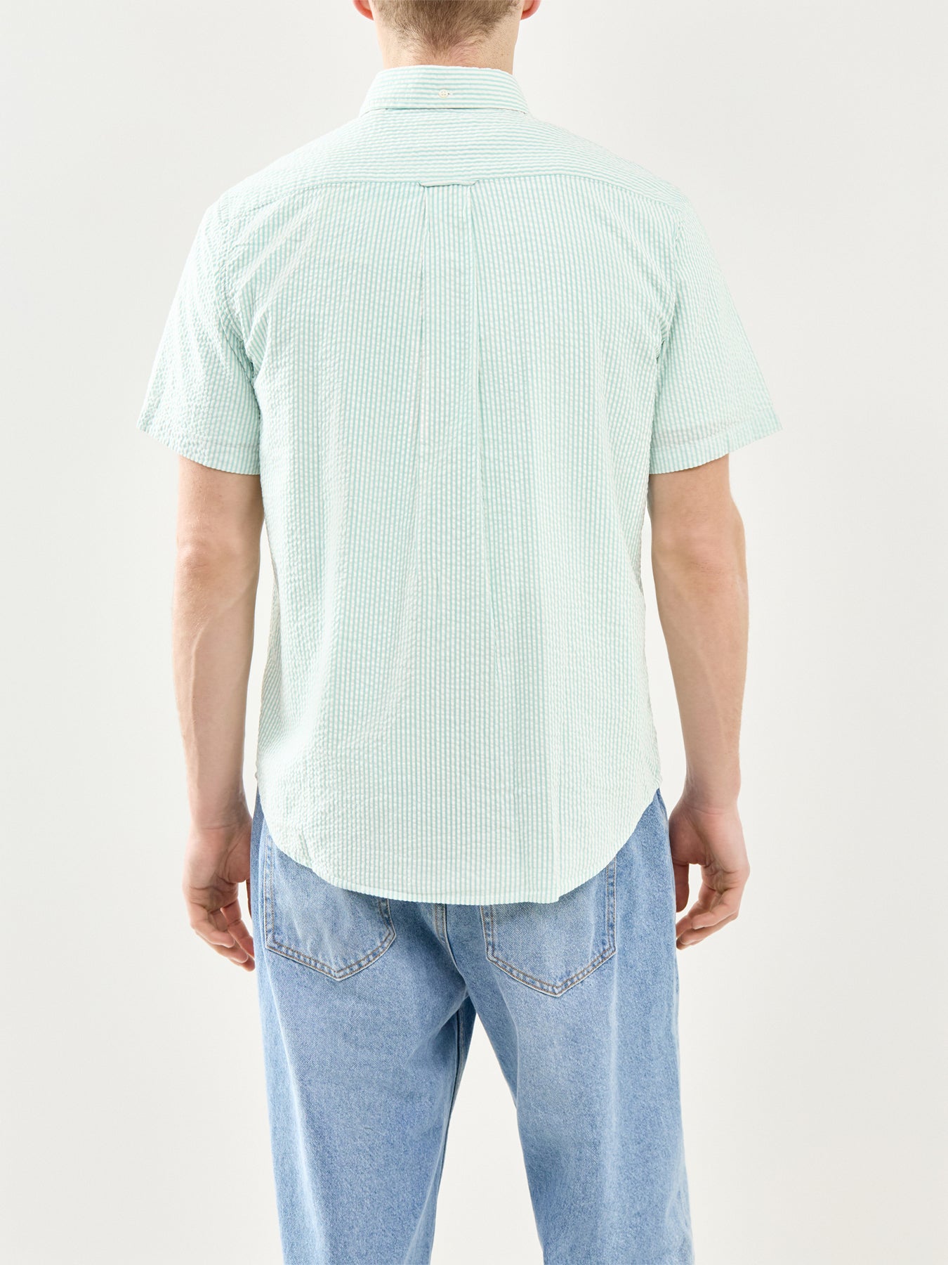 GANT Seersucker Stripe Short Sleeve Shirt Turquoise
