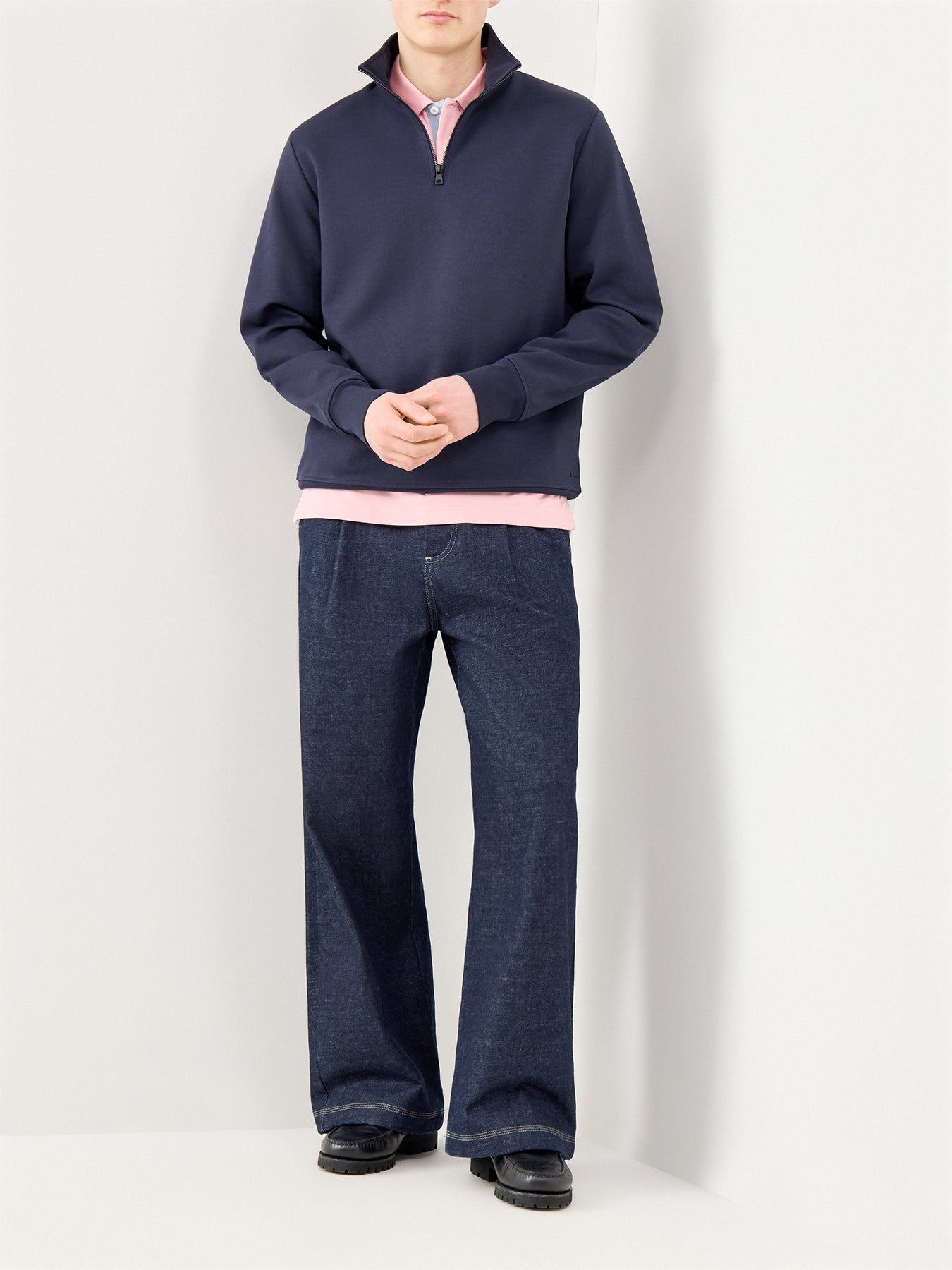 GANT Interlock Half Zip Sweatshirt Evening Blue