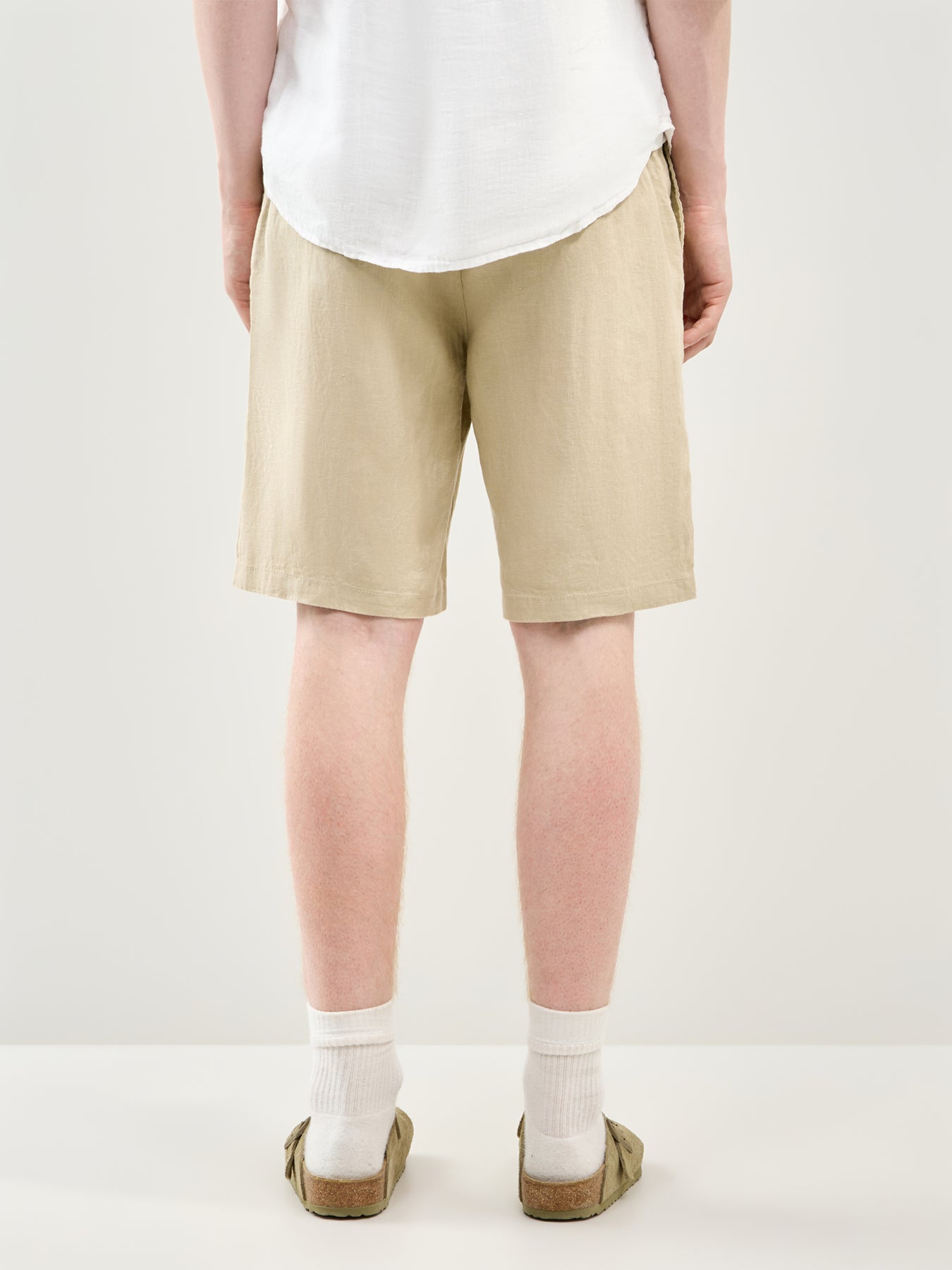 Linen Drawstring Shorts Beige
