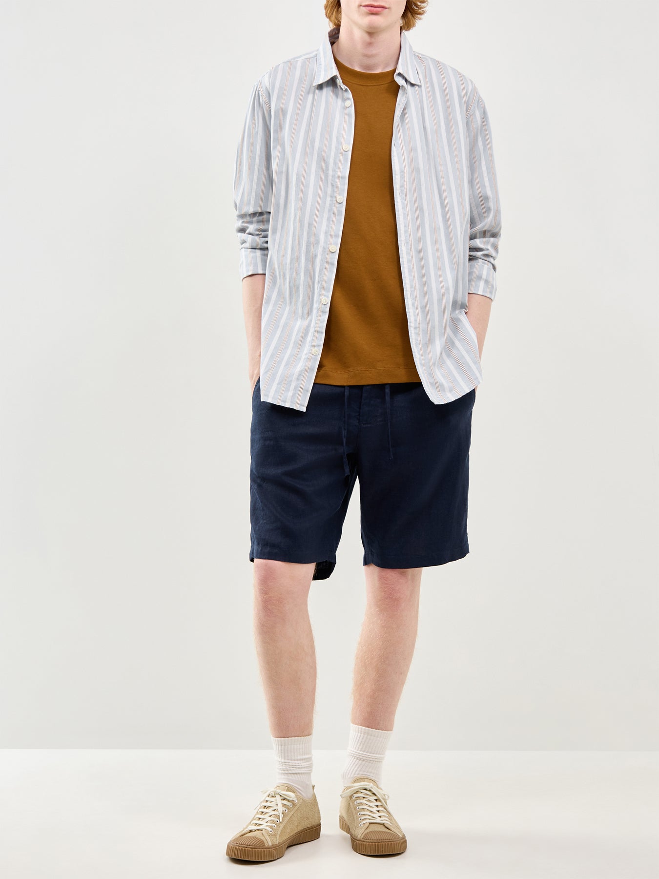 Linen Drawstring Shorts Navy