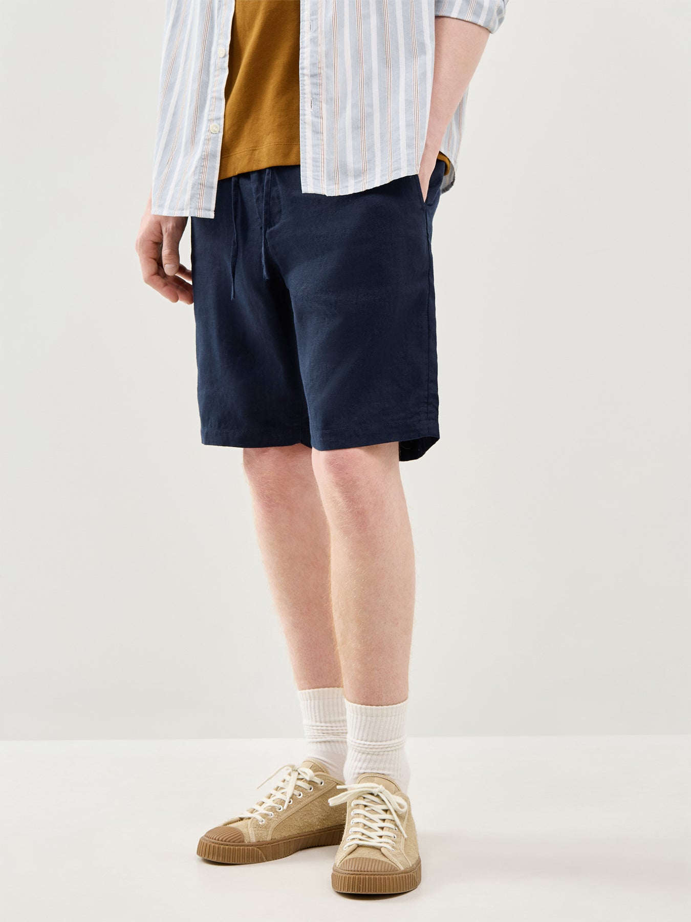 Linen Drawstring Shorts Navy