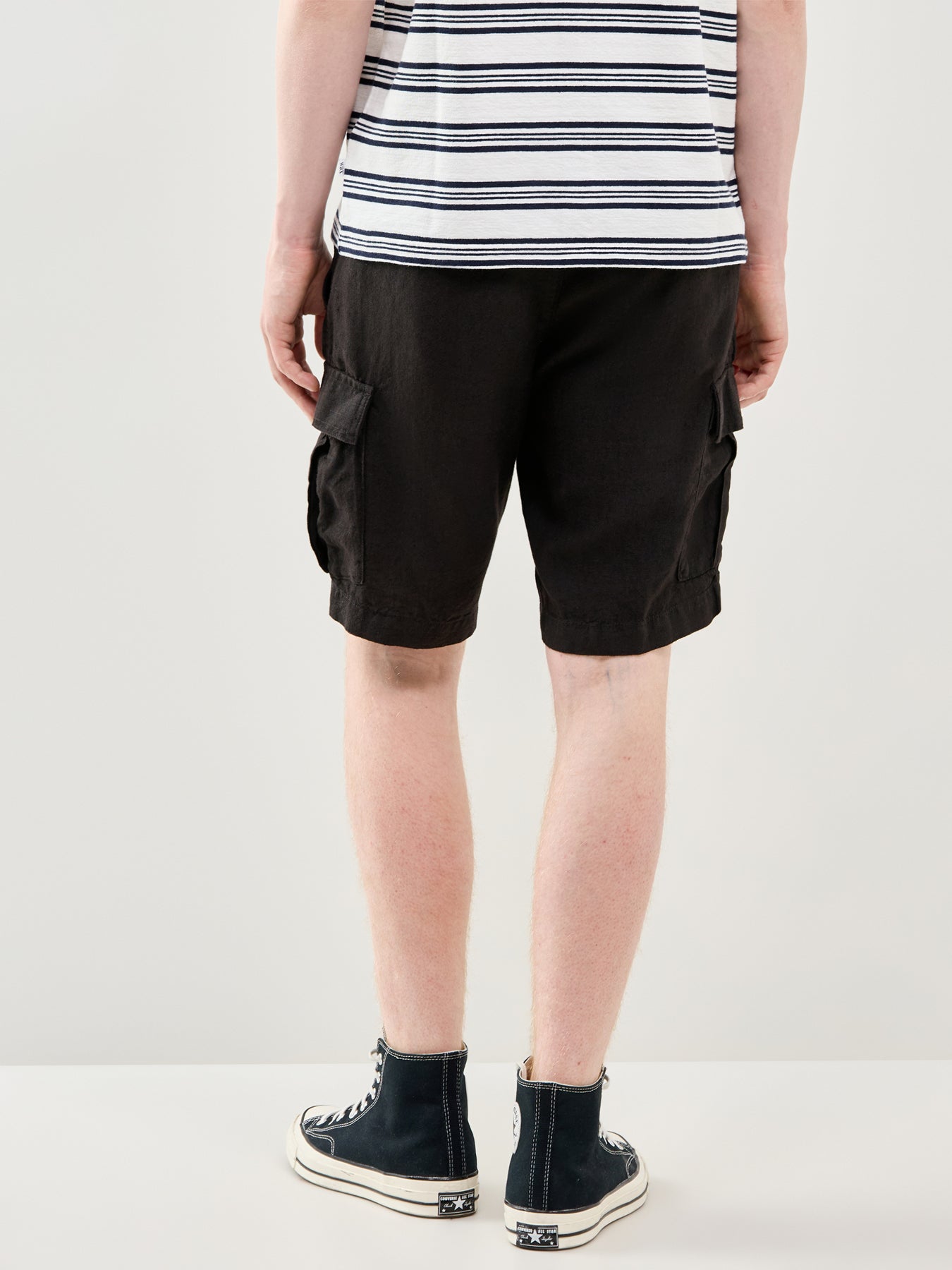 Linen Cargo Shorts Black