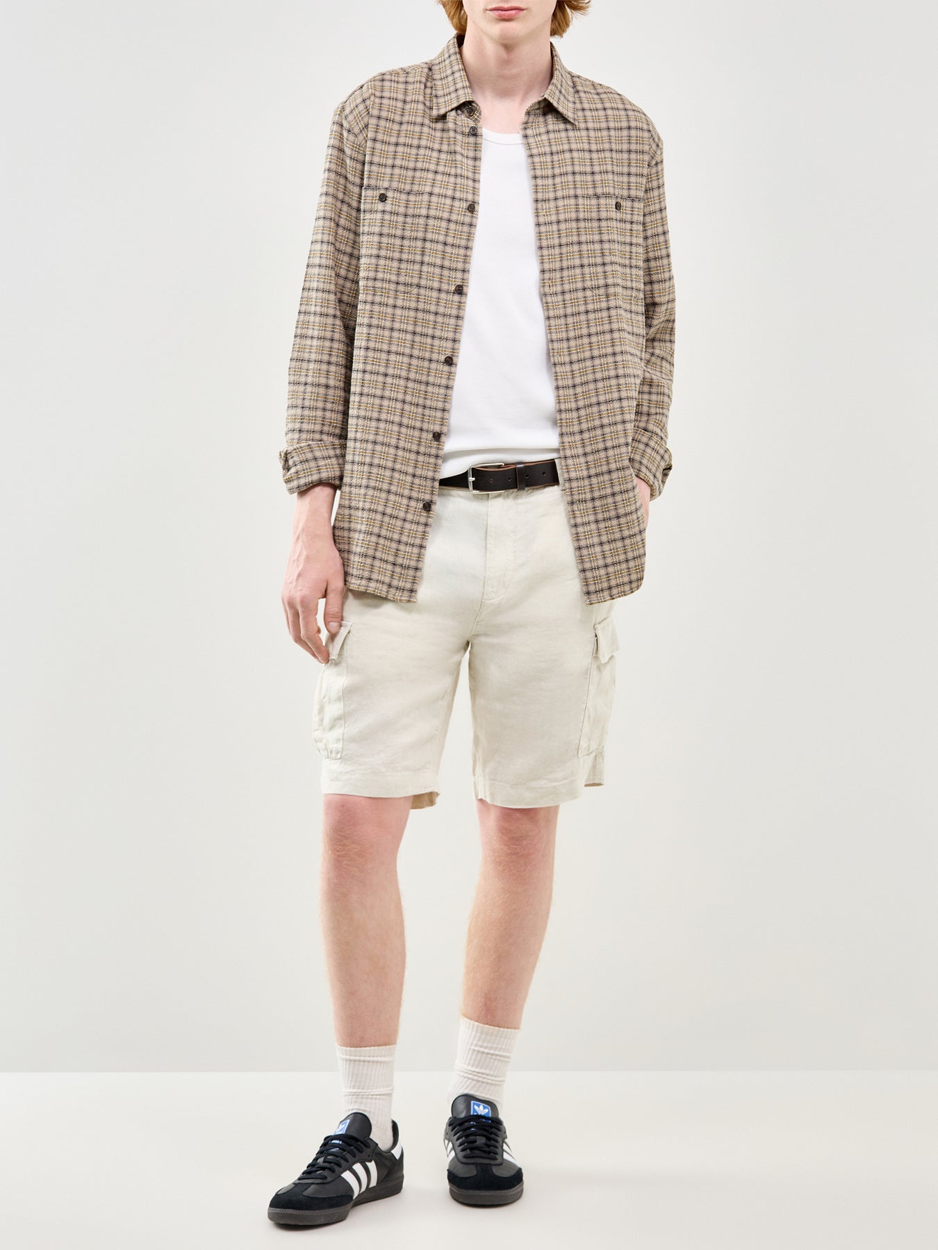 Linen Cargo Shorts Beige