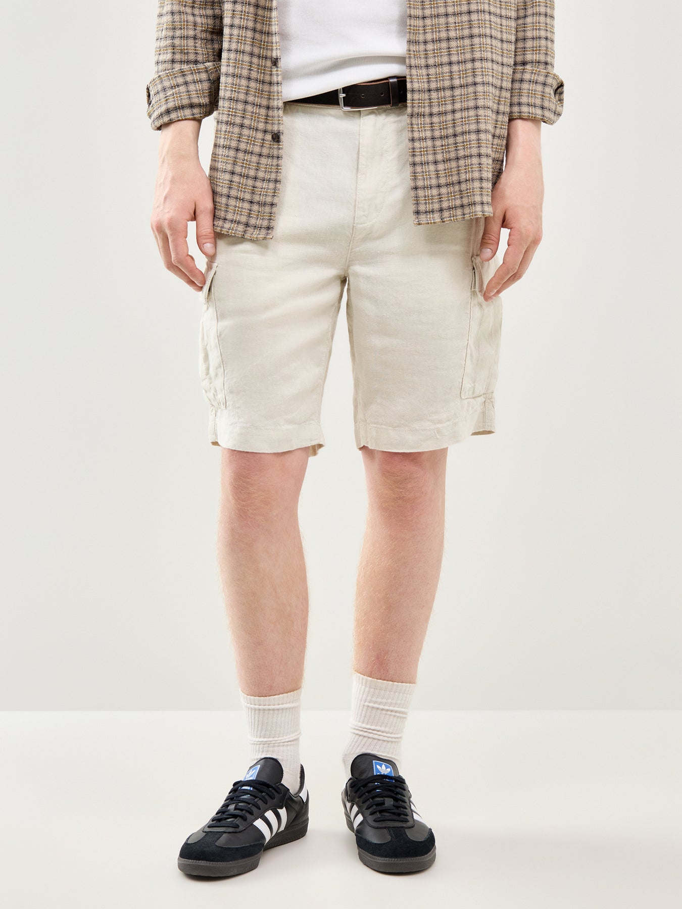 Linen Cargo Shorts Beige