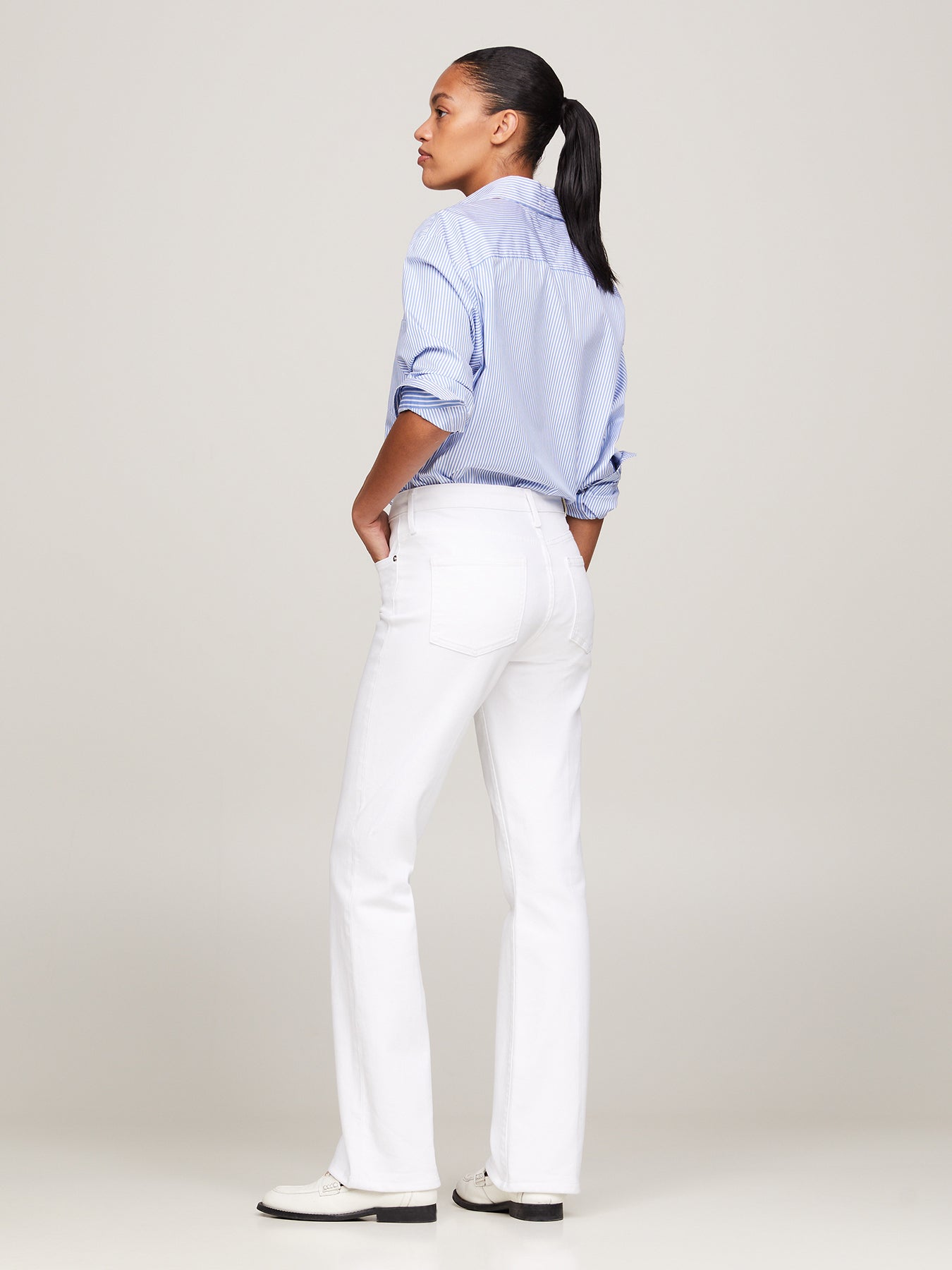 Mid-Rise Bootcut Jeans White