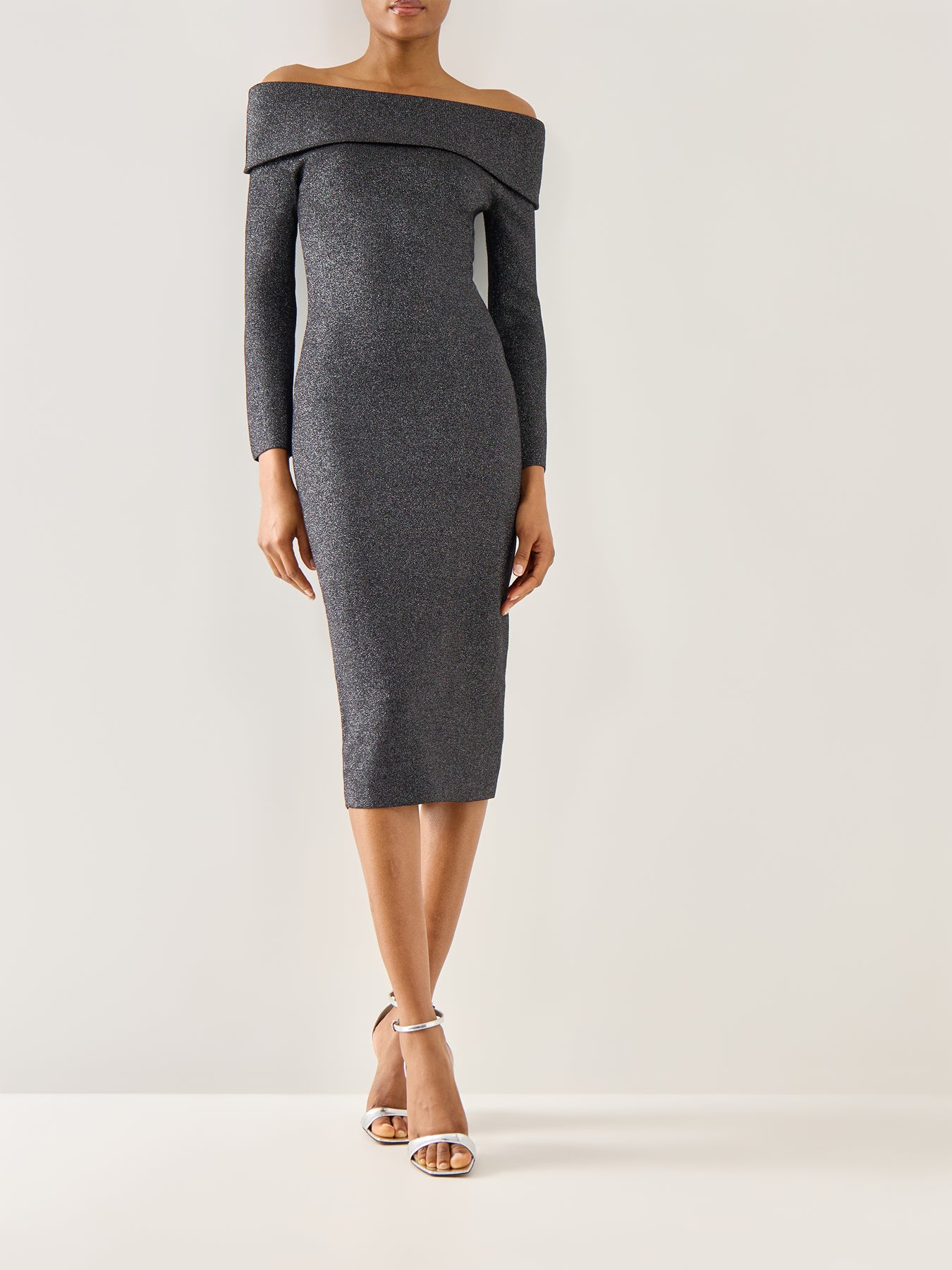 Adalina Knitted Off Shoulder Midi Dress