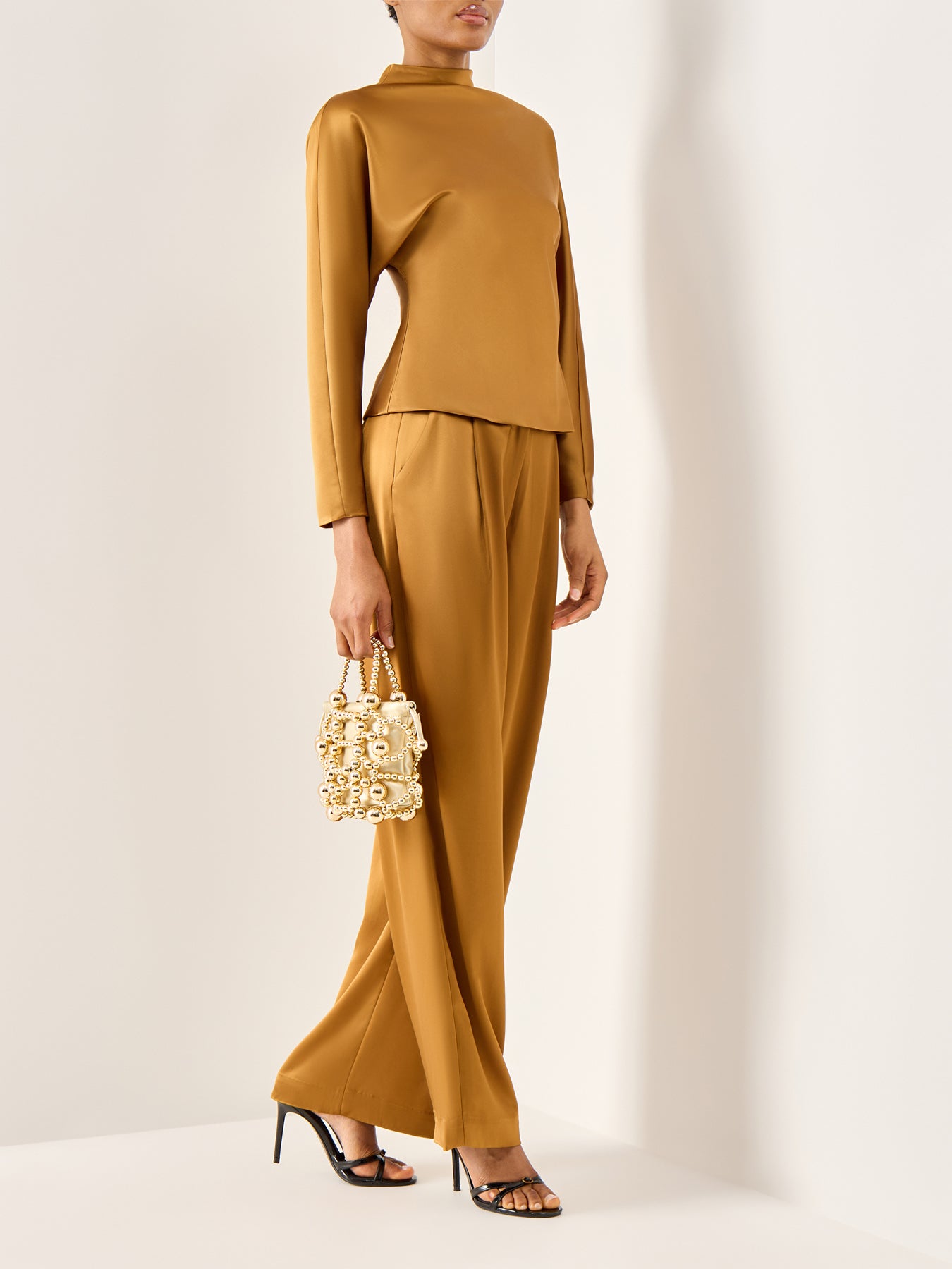 Zora Barrel Sleeve Satin Blouse