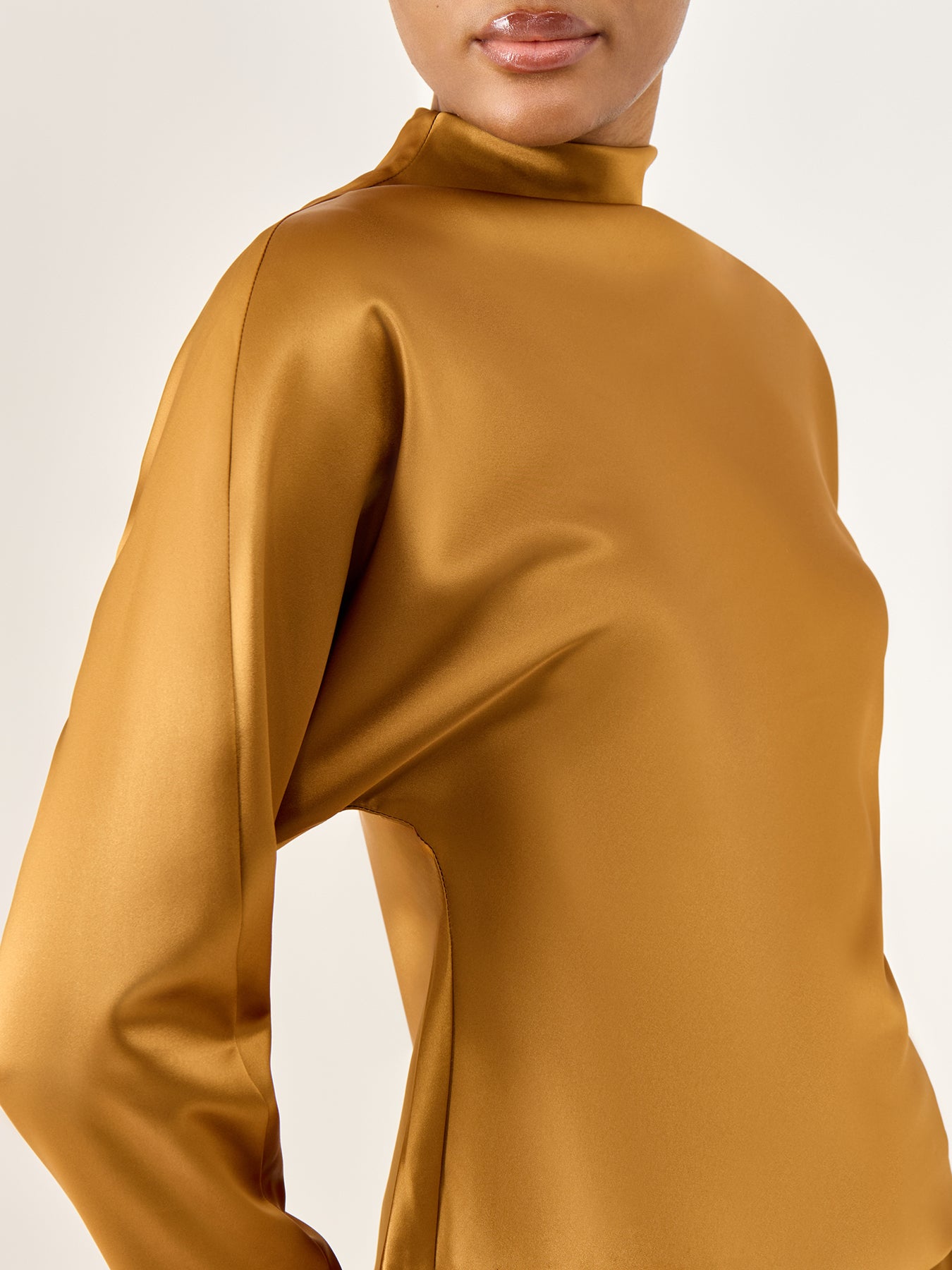 Zora Barrel Sleeve Satin Blouse