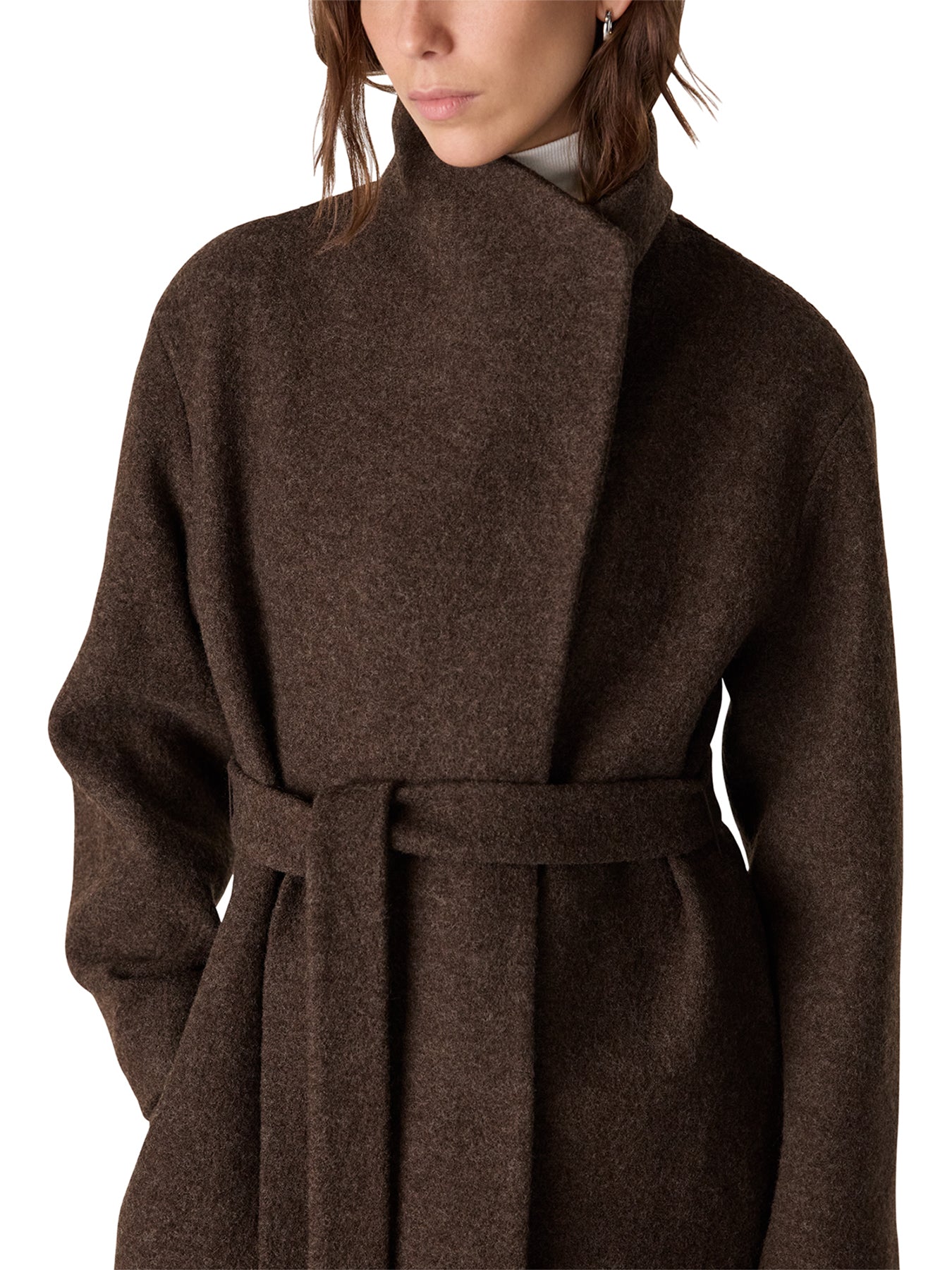 Morgan Funnel Neck Wool Coat Camel