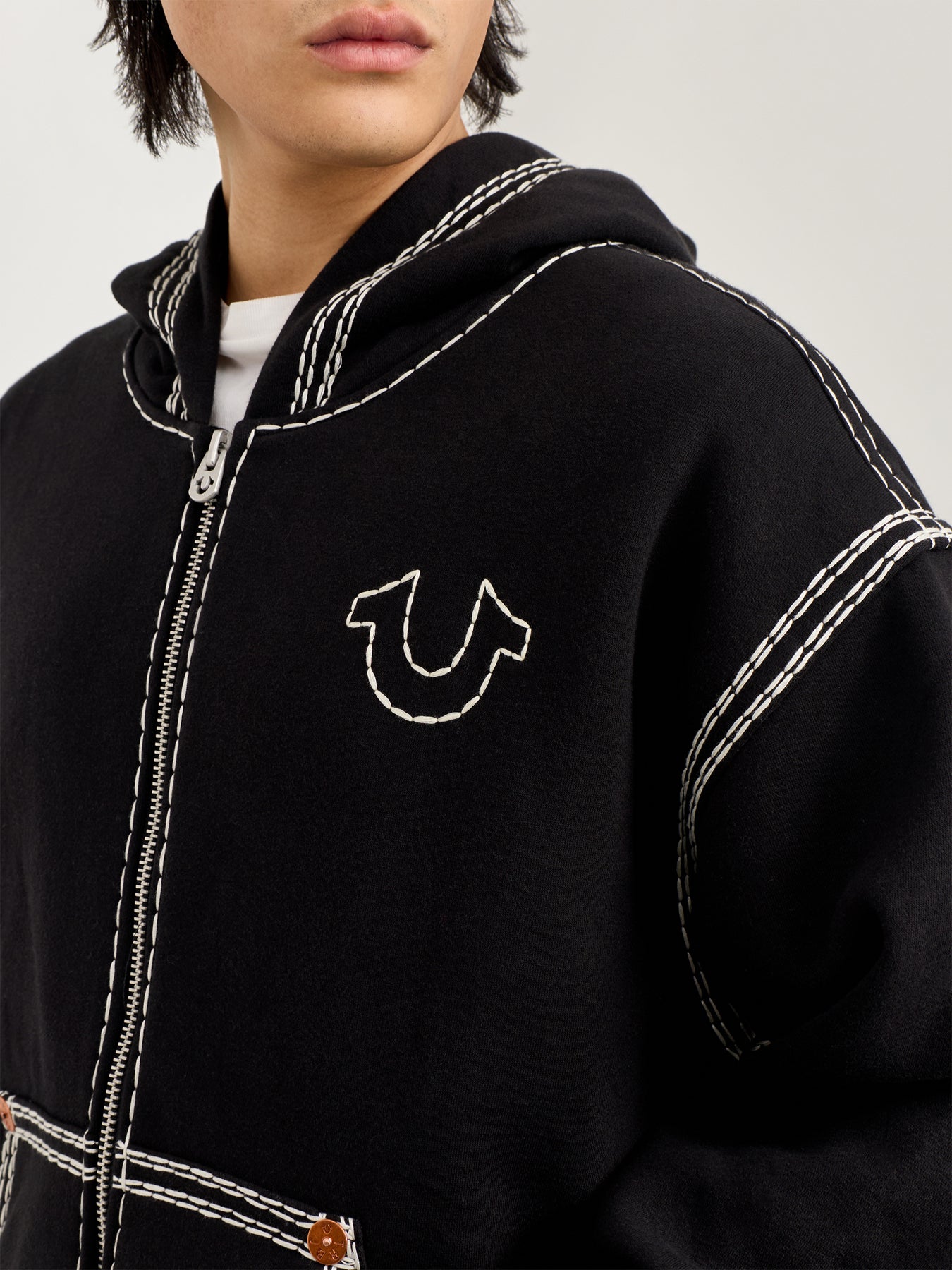 Super Qt Cinched Zip Up Hoodie Black