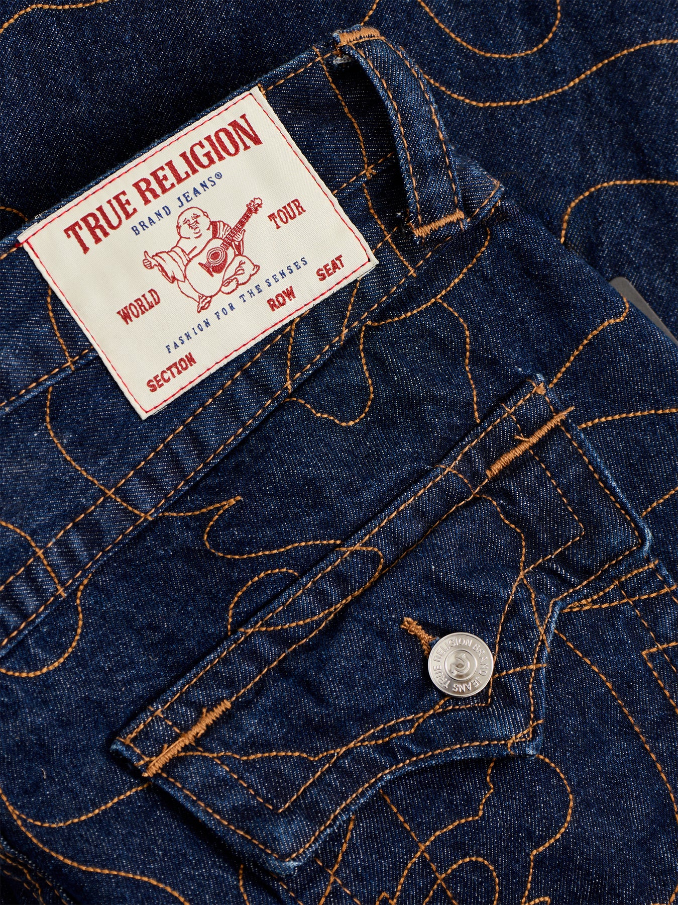 Mikey Flap All Over Embroidery Jeans Navy
