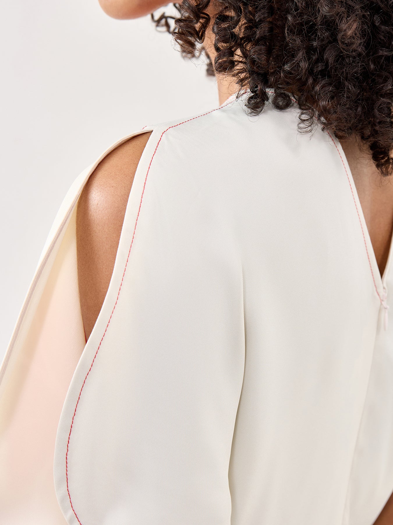 Gathered Waist Midi Dress Cream