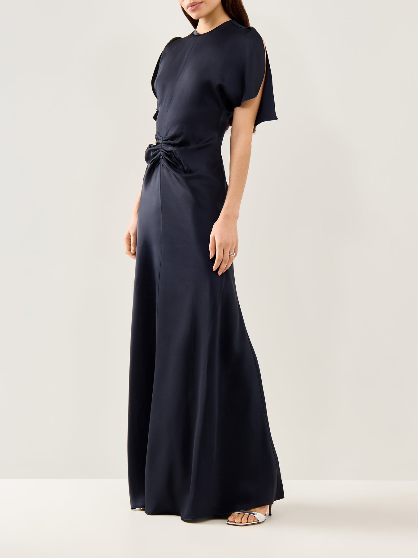 Gathered Waist Floor Length Dress