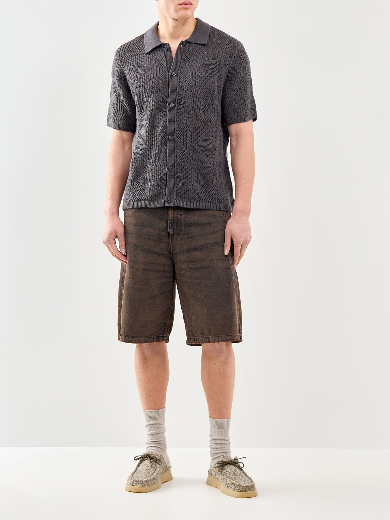 Sweater Camp Short Sleeve Shirt Black