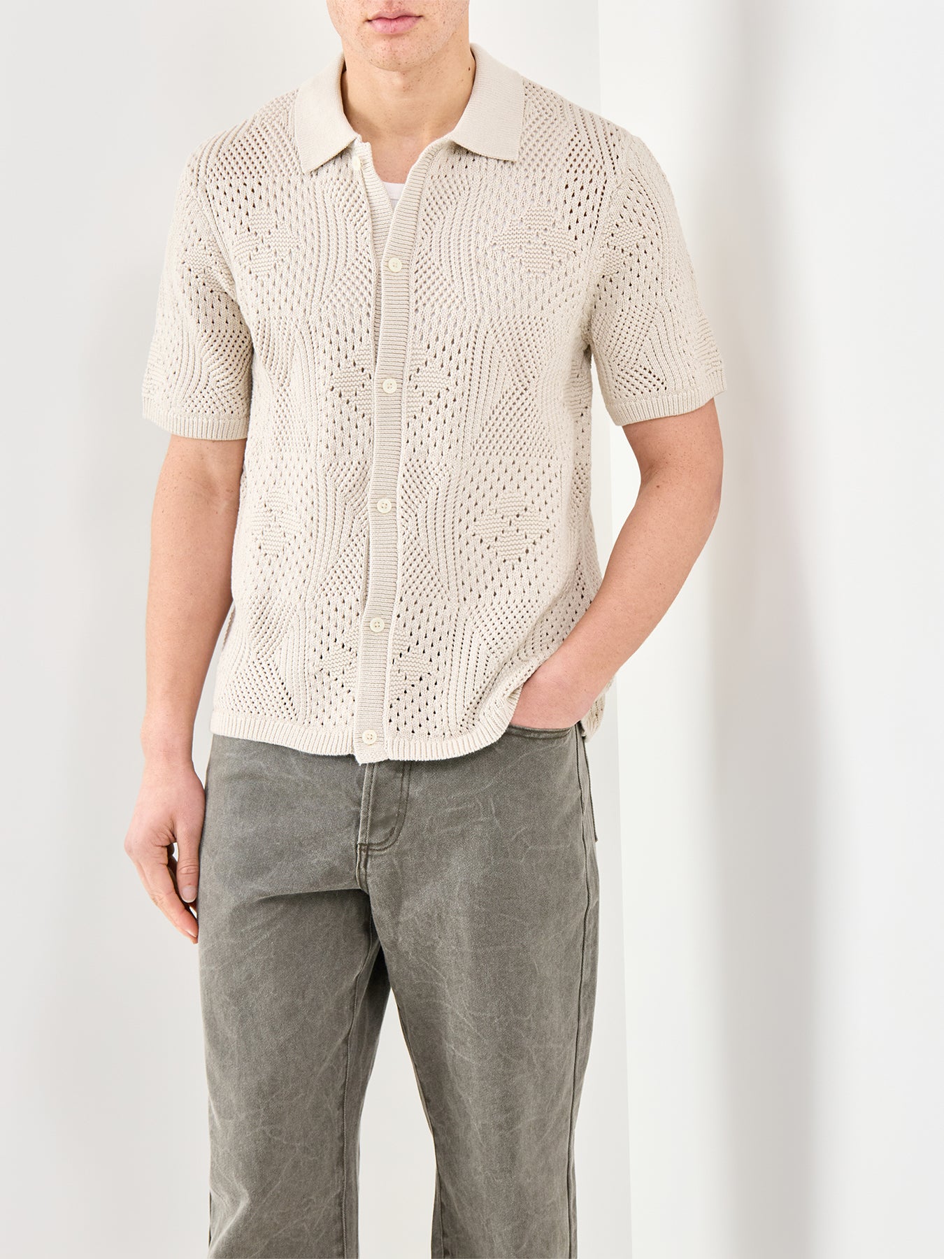 Sweater Camp Short Sleeve Shirt Cream