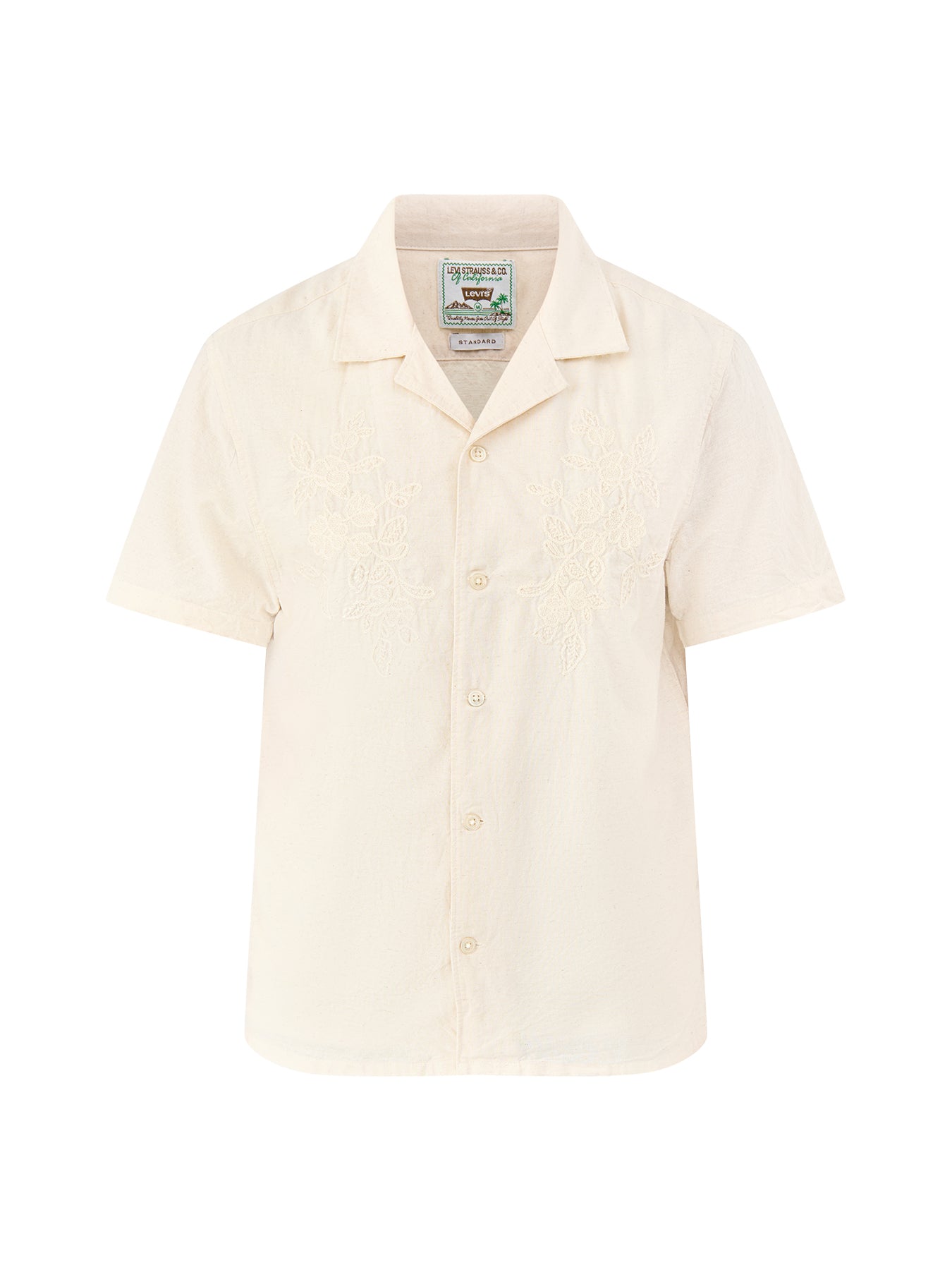 Sunset Camp Short Sleeve Embroidered Shirt Cream