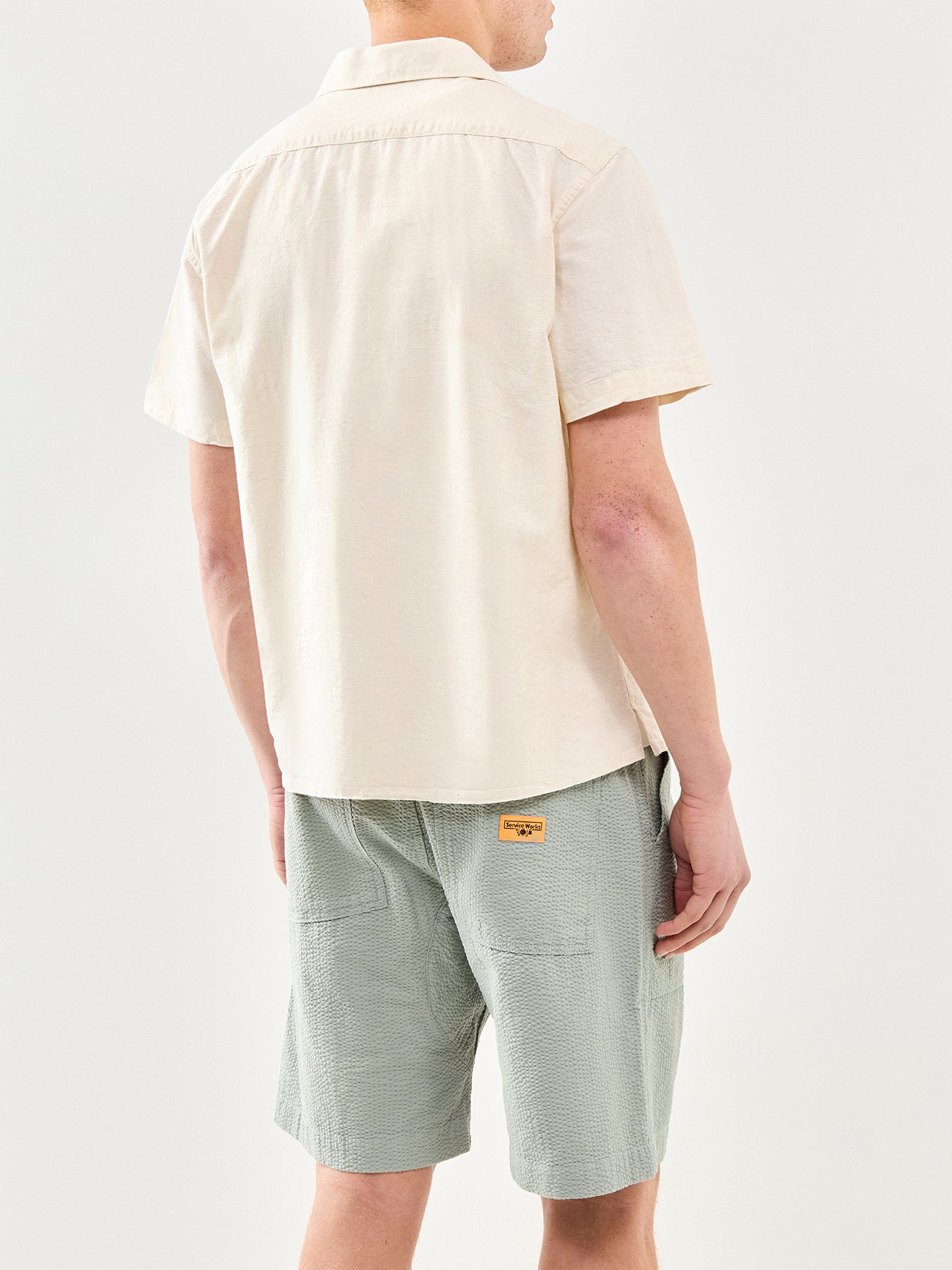Sunset Camp Short Sleeve Embroidered Shirt Cream
