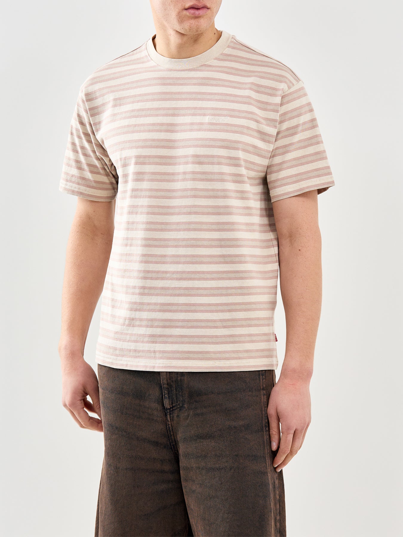 Red Tab Stripe T-Shirt Pink