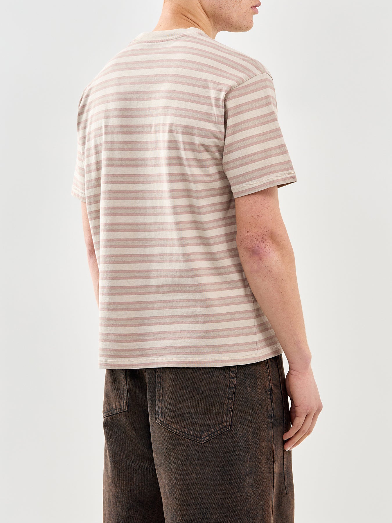Red Tab Stripe T-Shirt Pink