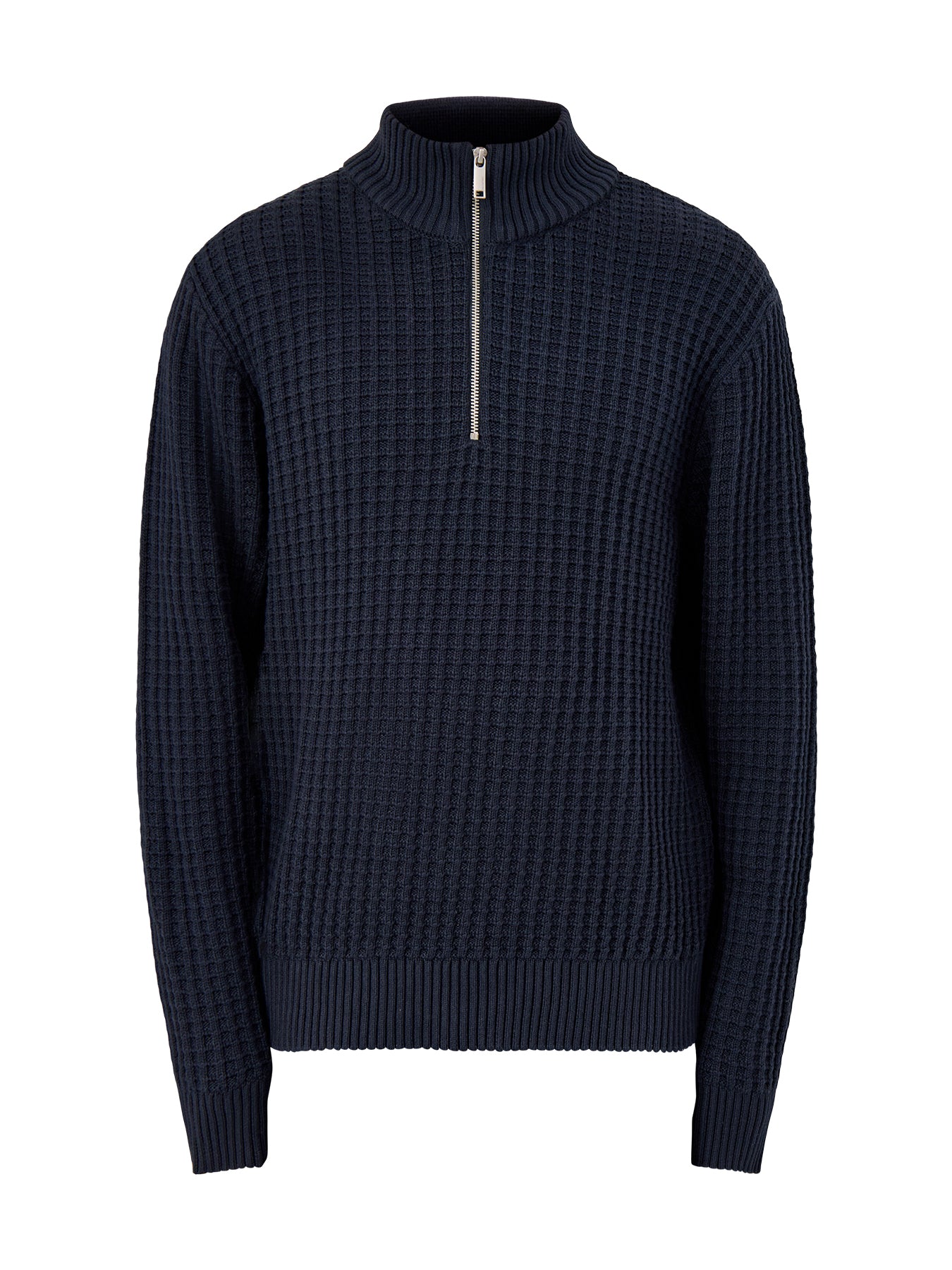 Knit Structure Half Zip Navy