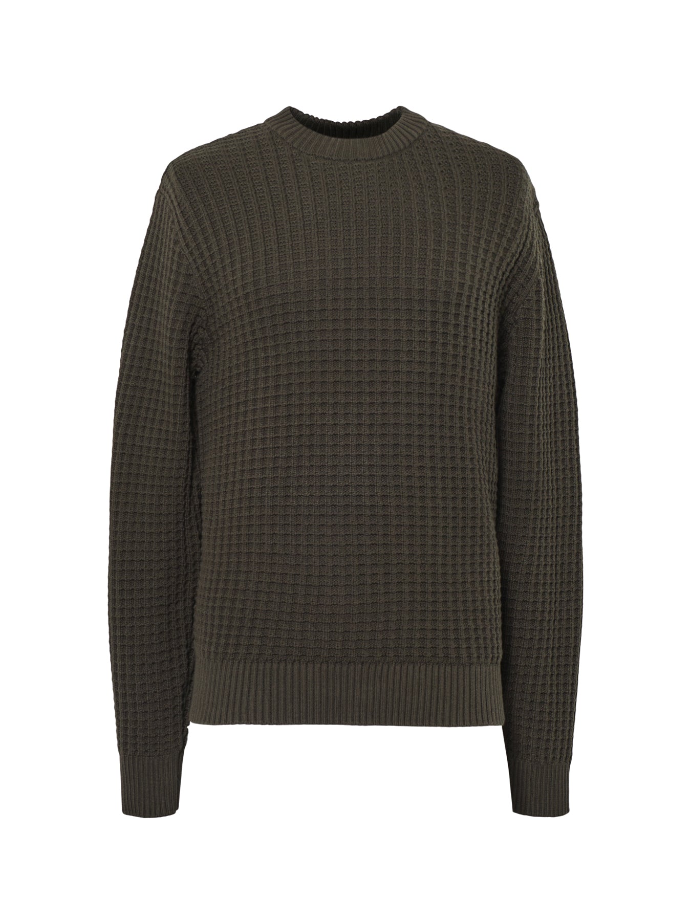 Knit Structure Crew Neck Green