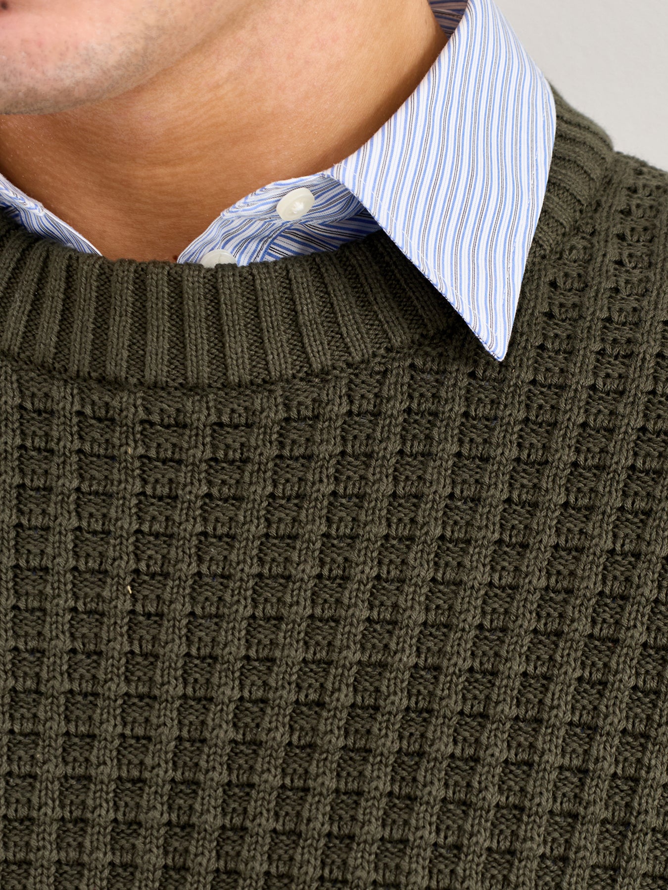 Knit Structure Crew Neck Green