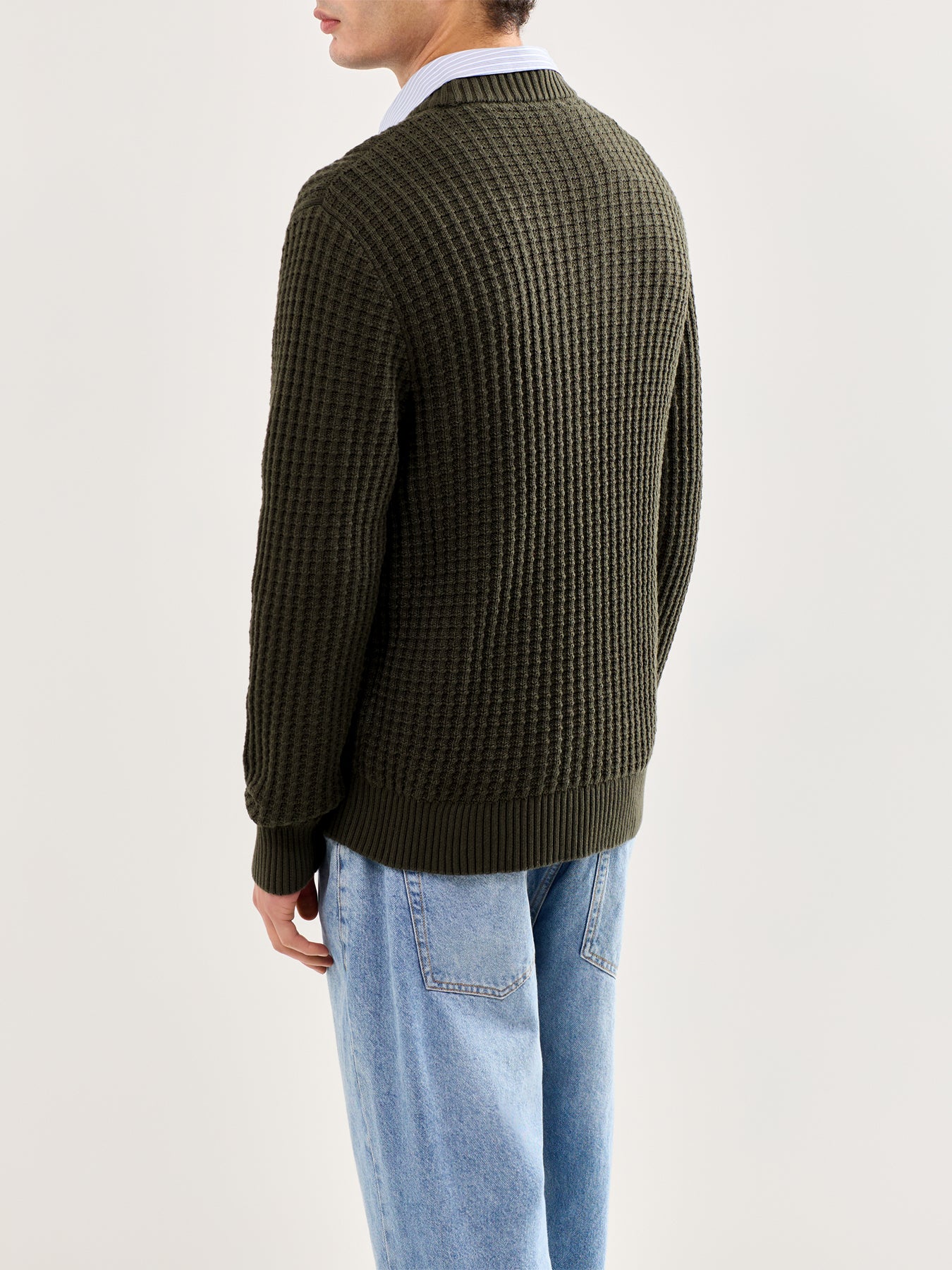 Knit Structure Crew Neck Green