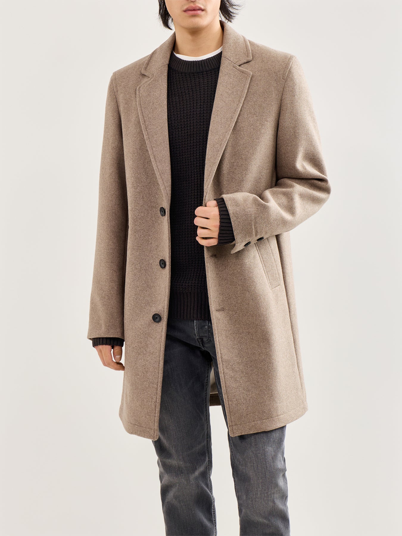 Wool Blend Overcoat Beige