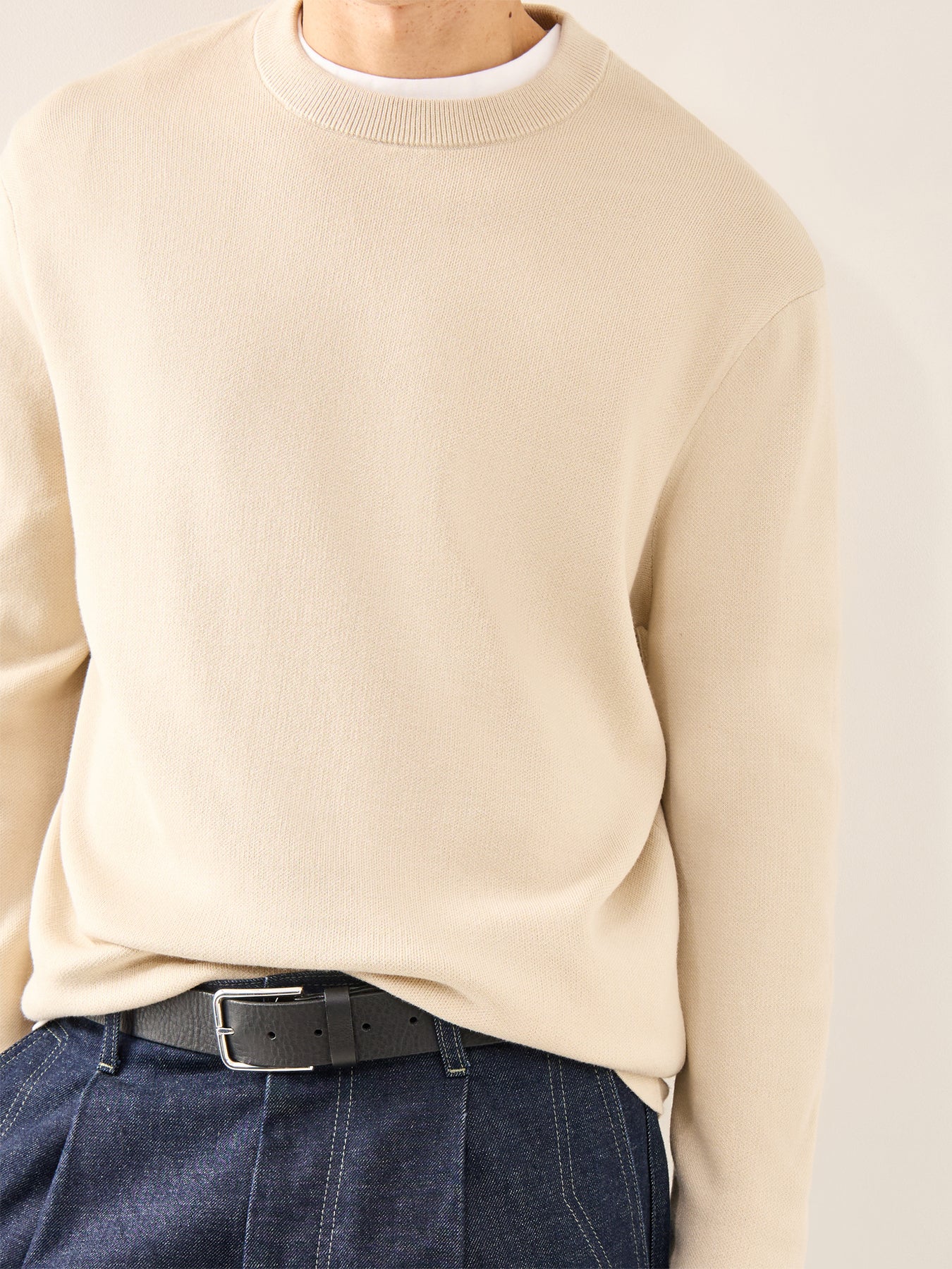 Relaxed Crew Neck Sweatshirt Cream