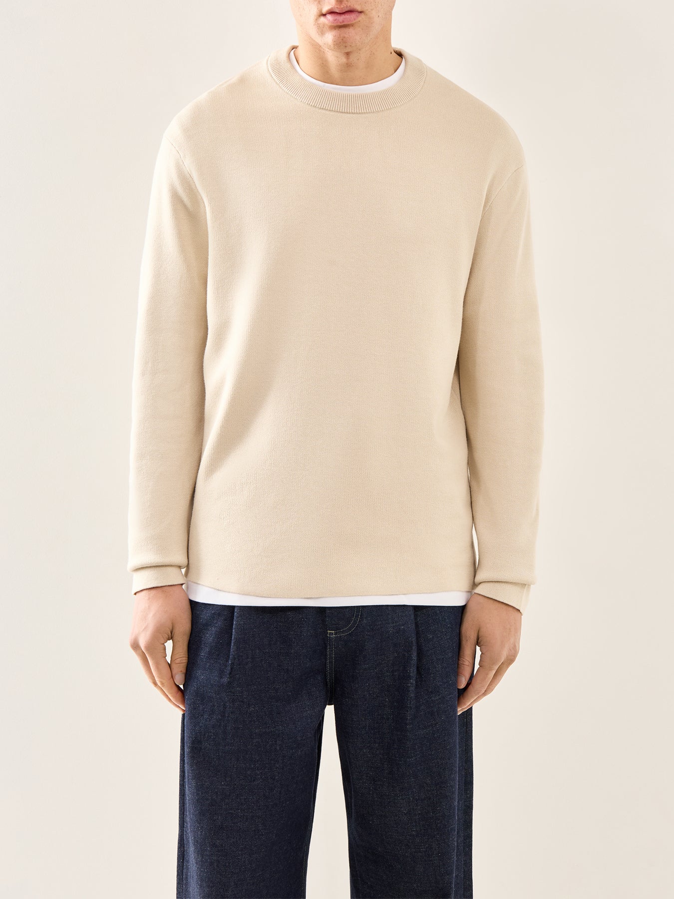 Relaxed Crew Neck Sweatshirt Cream