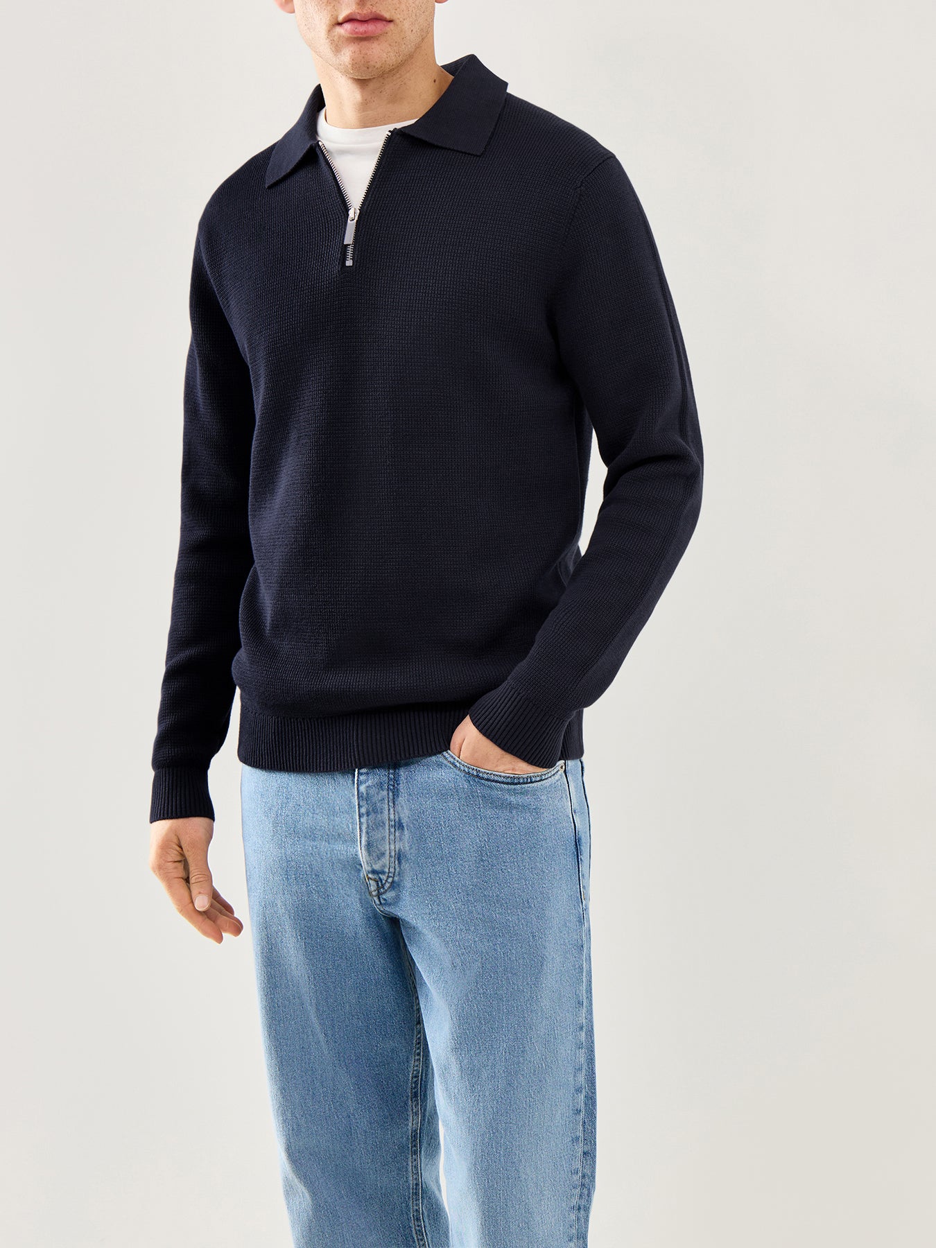 Knit Half Zip Polo Navy