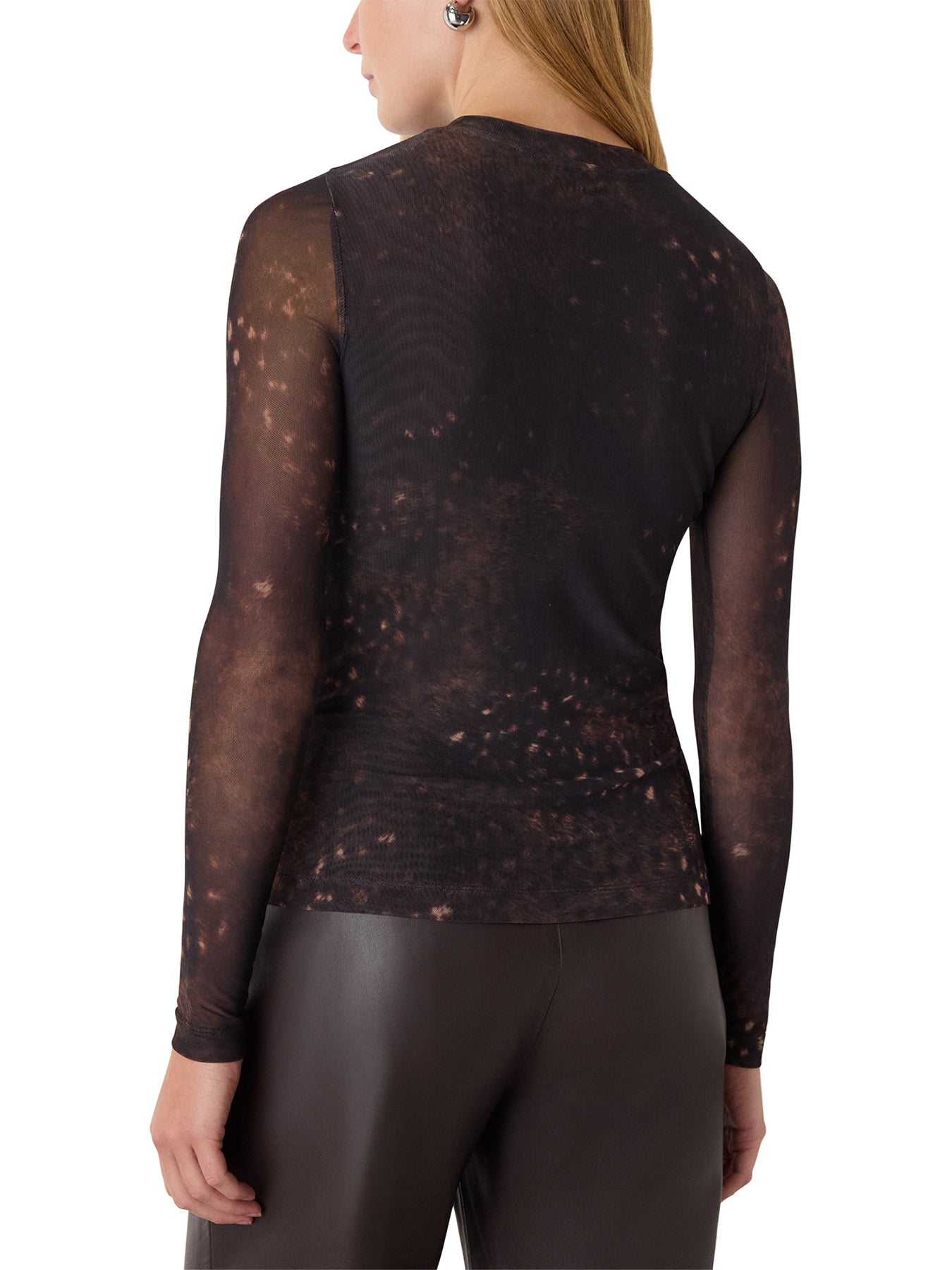 Spotted Animal Mesh Top Brown