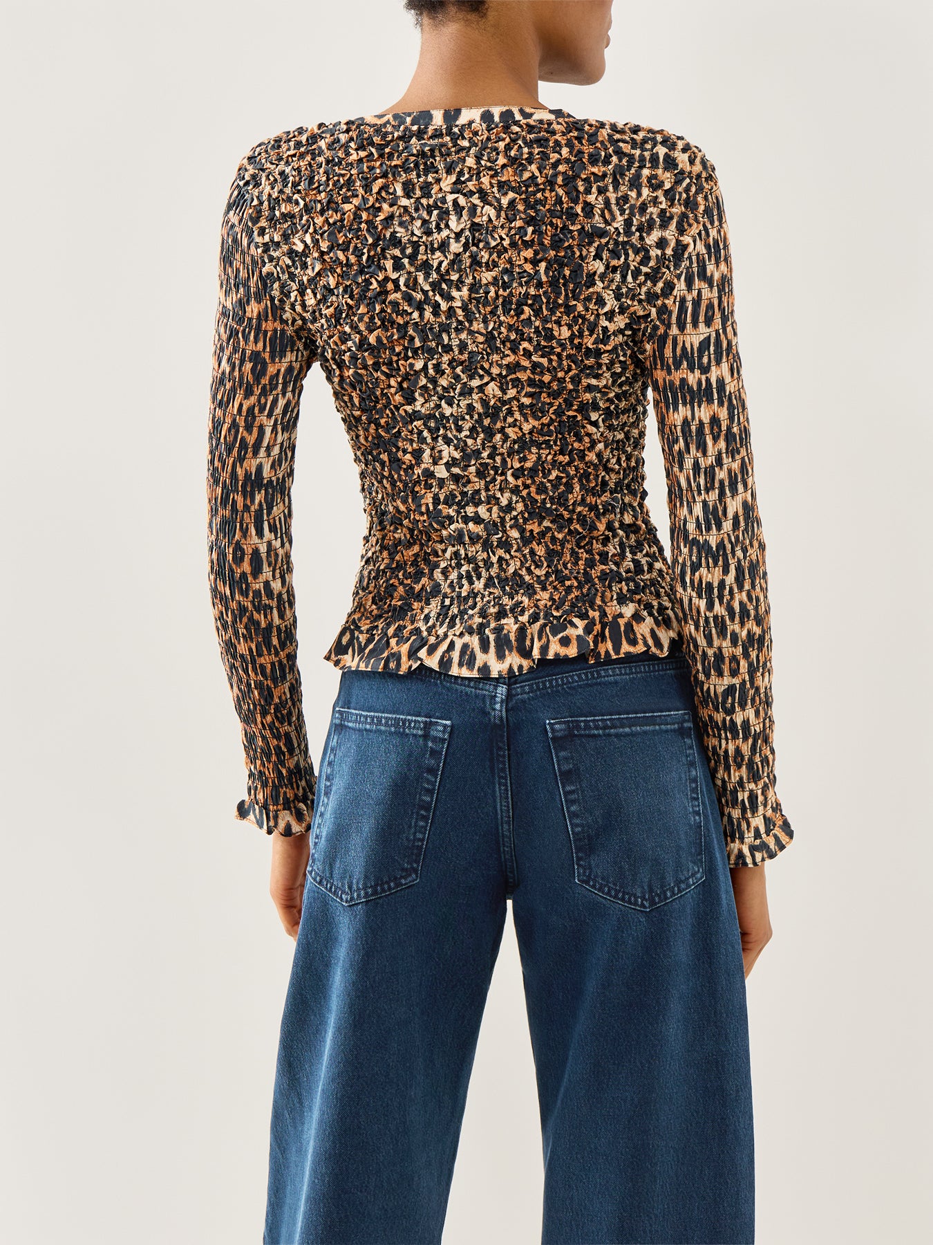 Elliana Smocked Cardigan Leopard
