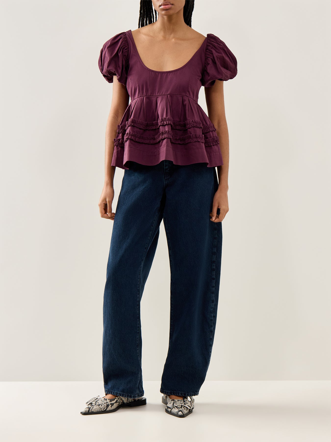 Joy Ruffle Detail Blouse Burgundy
