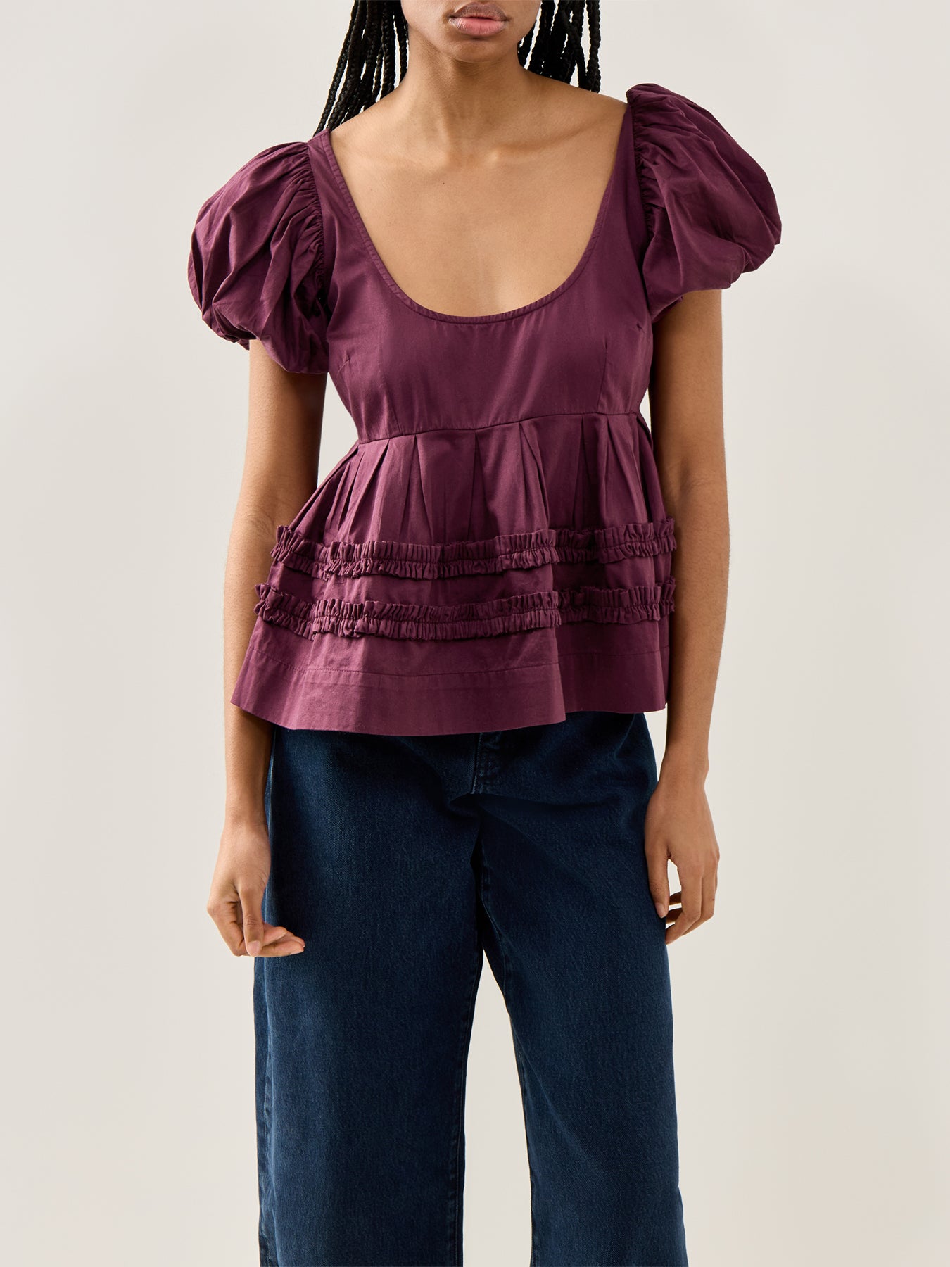 Joy Ruffle Detail Blouse Burgundy