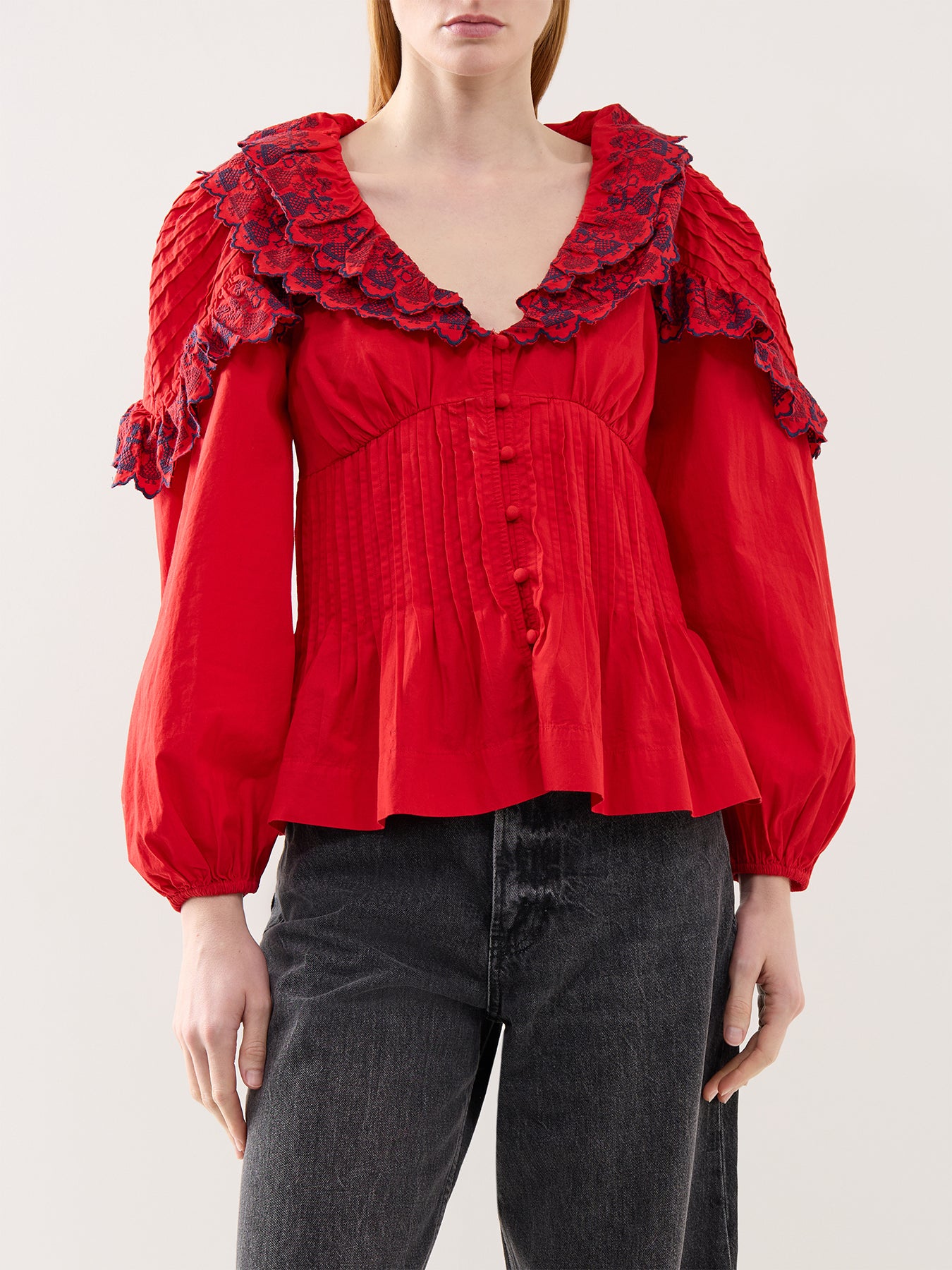 Caroline Long Sleeve Blouse Red