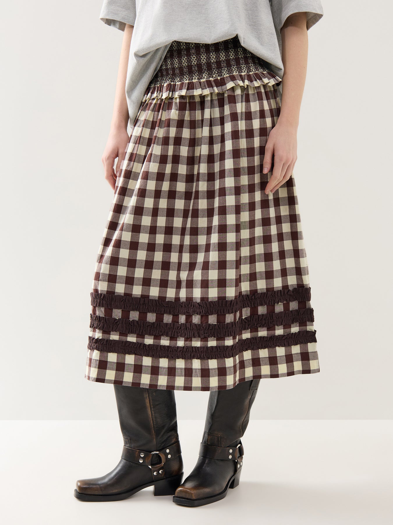 Ava Ruffle Midi Skirt Black