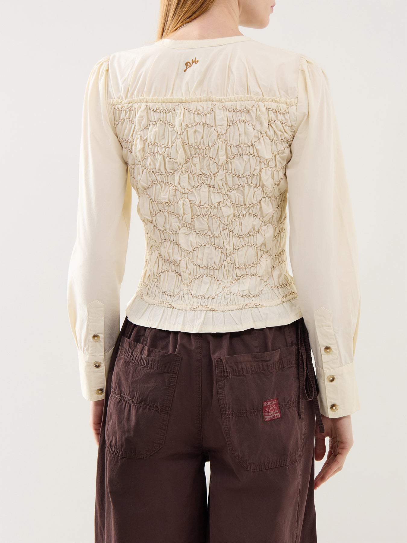 Elliana Smocked Cardigan Cream
