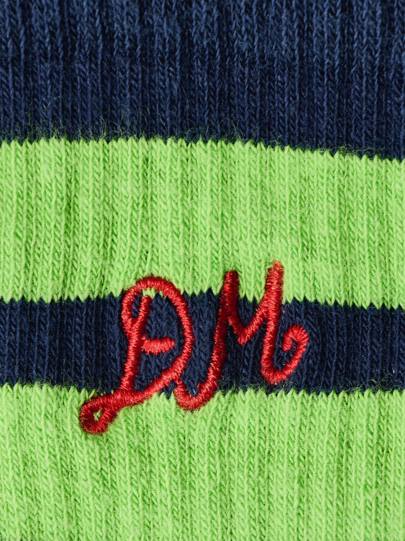 Sporty Calf Socks Navy Lime Stripe