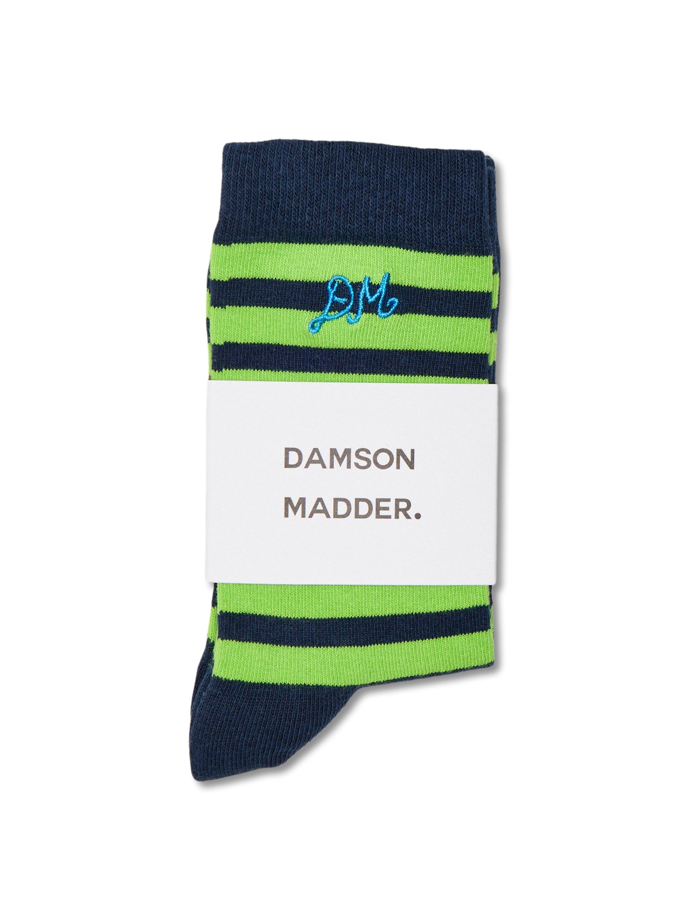 2 Pack Socks Navy Green Stripe & Spot