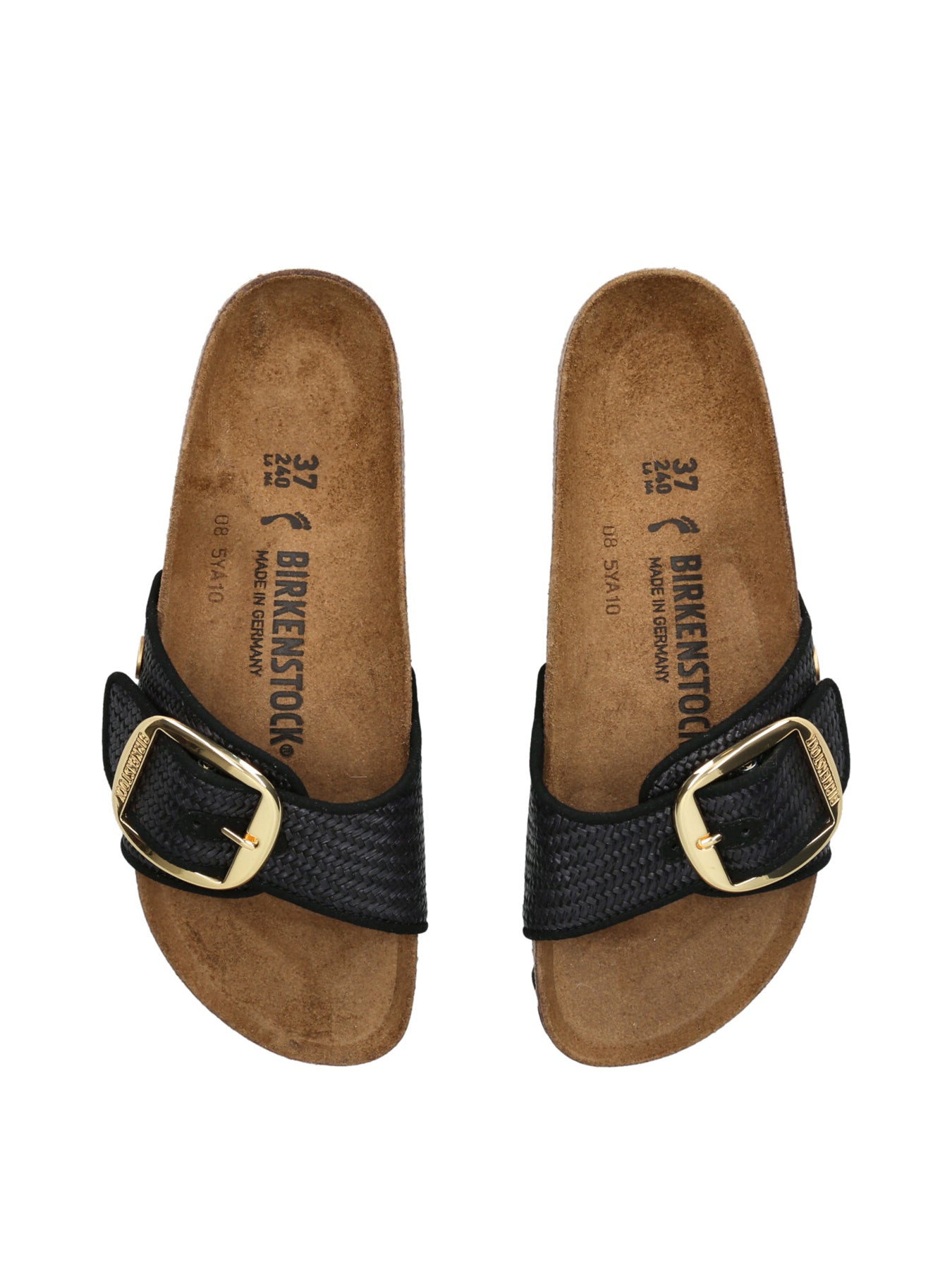 Madrid Big Buckle Raffia Sandals Black