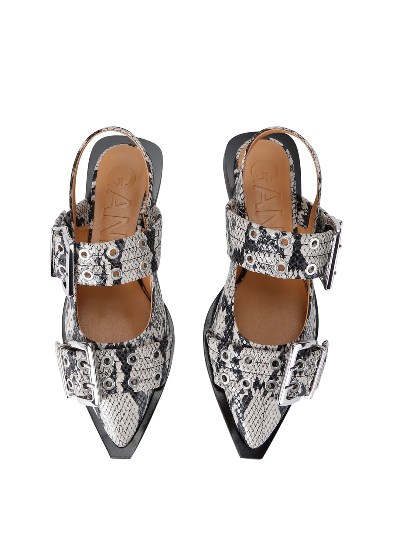 Buckle Ballerina Flats Grey