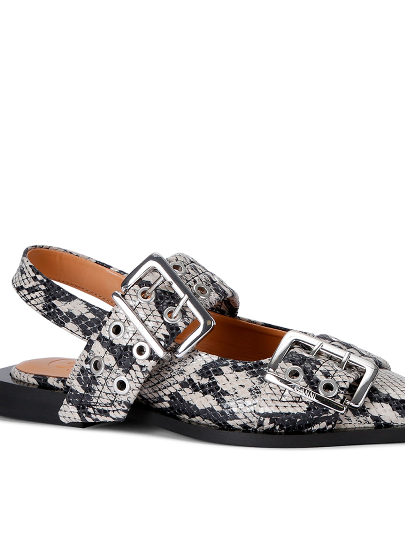 Buckle Ballerina Flats Grey