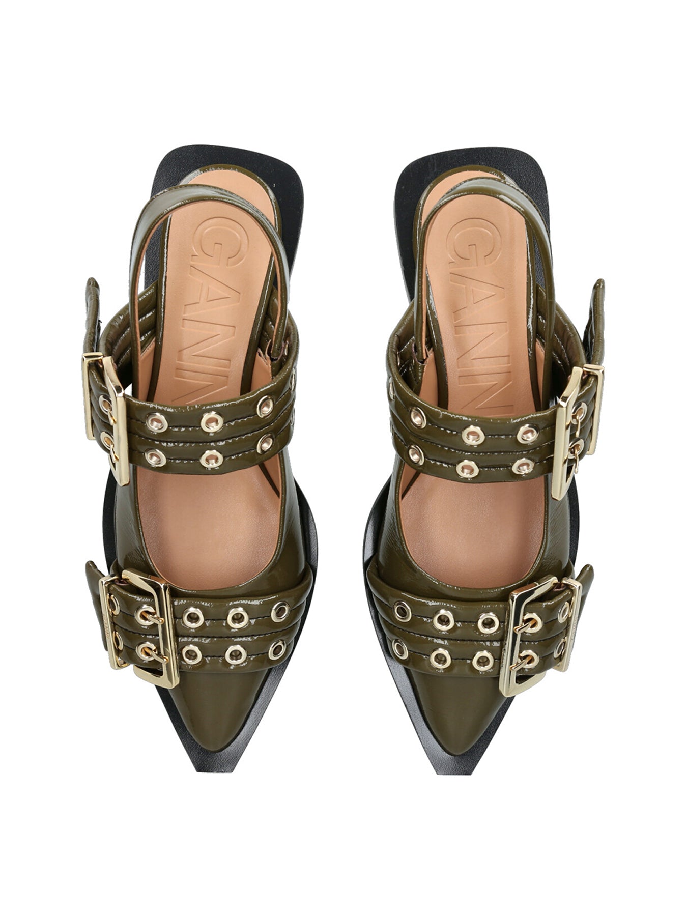 Buckle Ballerina Flats Green