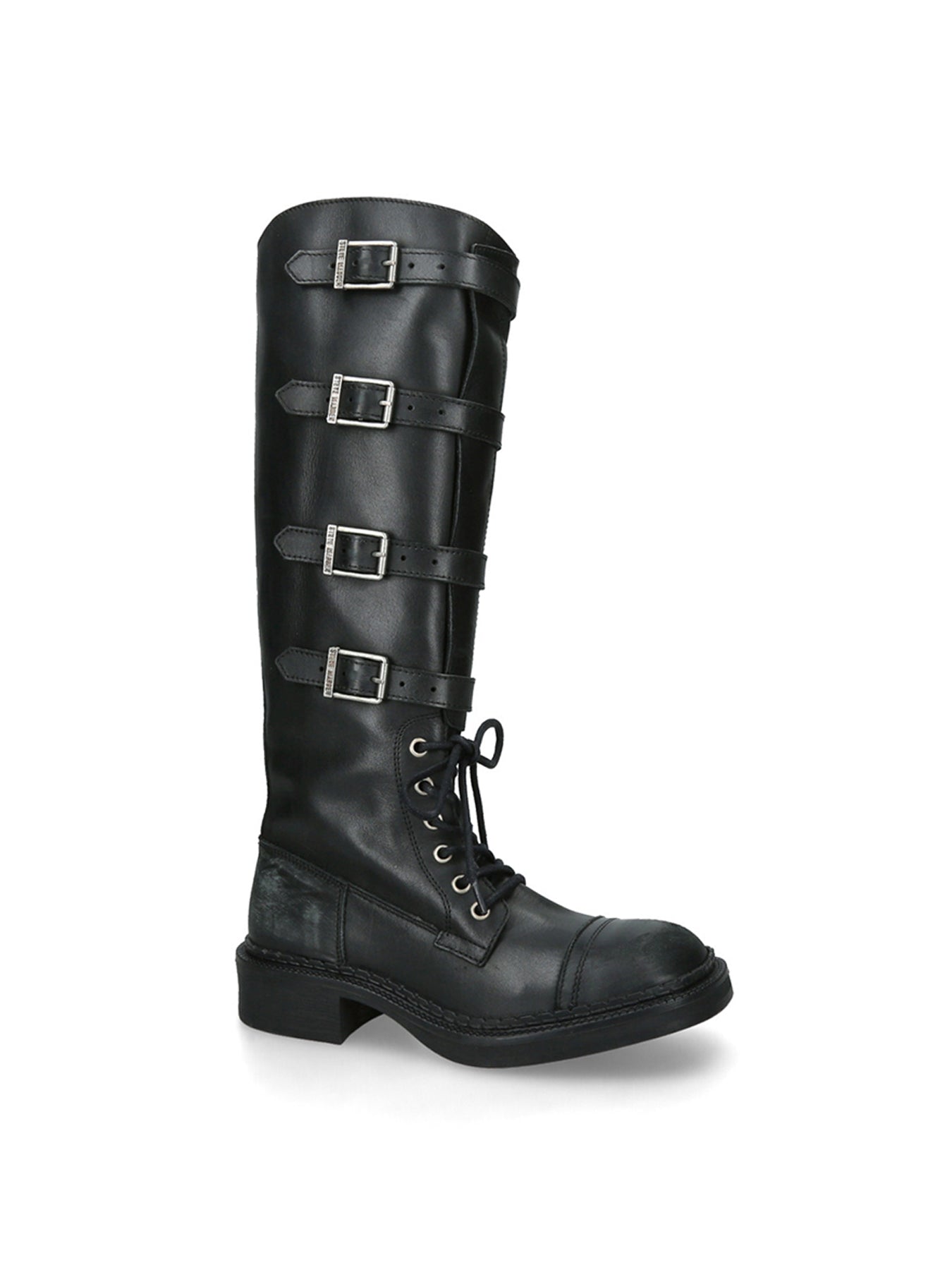 Rox Buckle Leather Boots Black