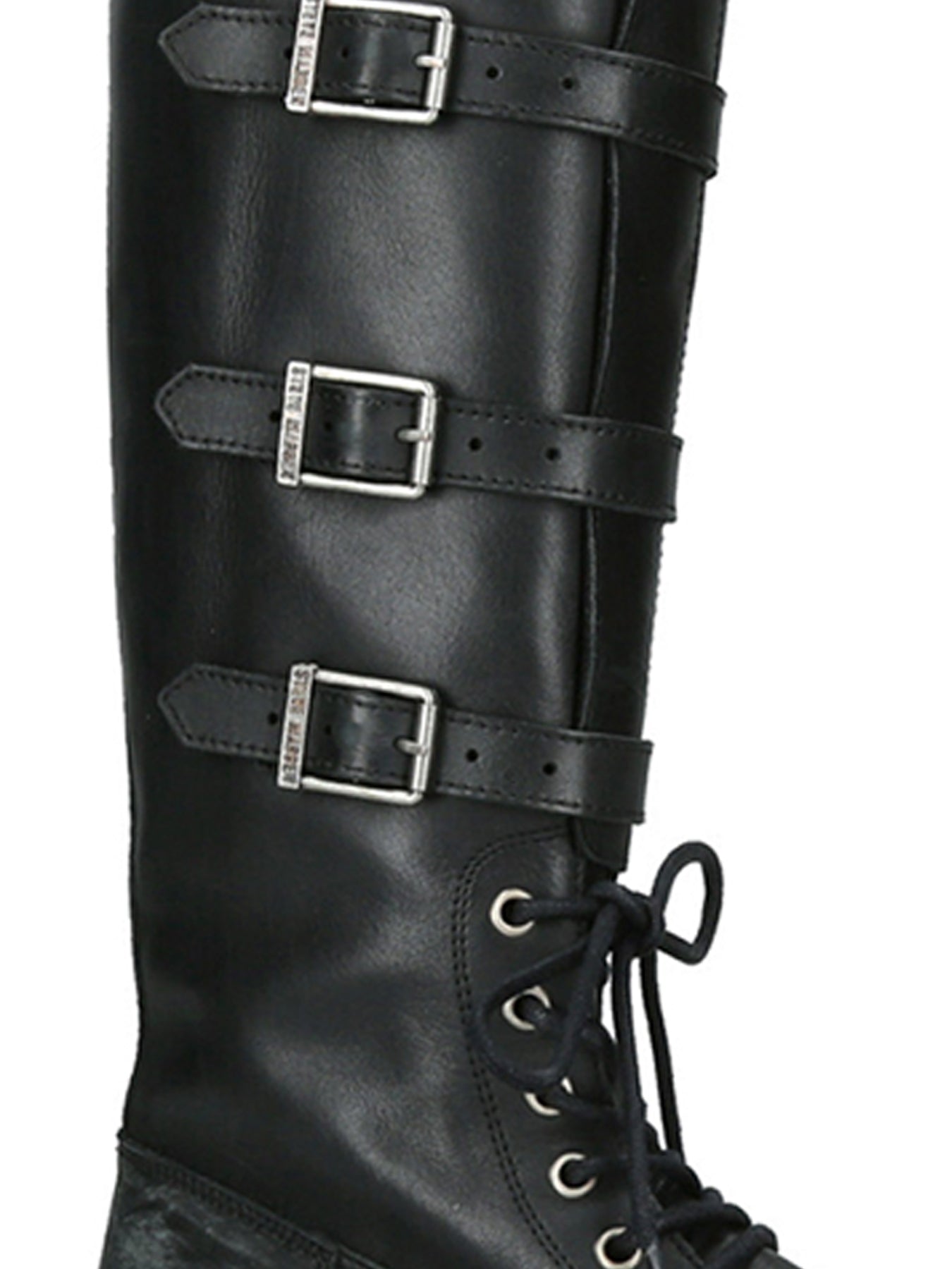 Rox Buckle Leather Boots Black